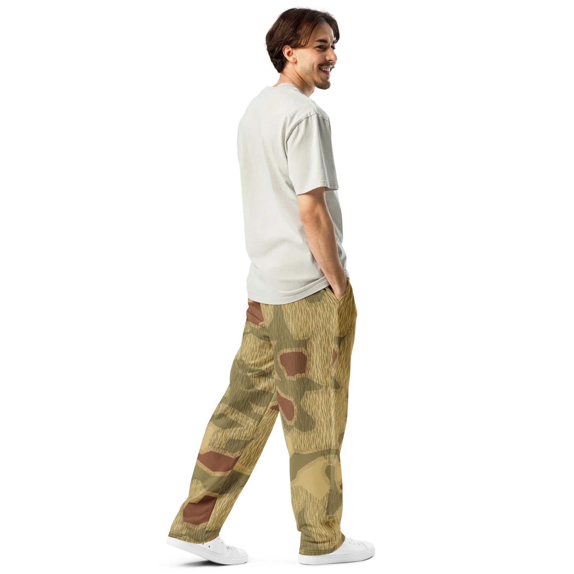 German Sumpfmuster 44 CAMO Unisex Wide-Leg Joggers - Image 5
