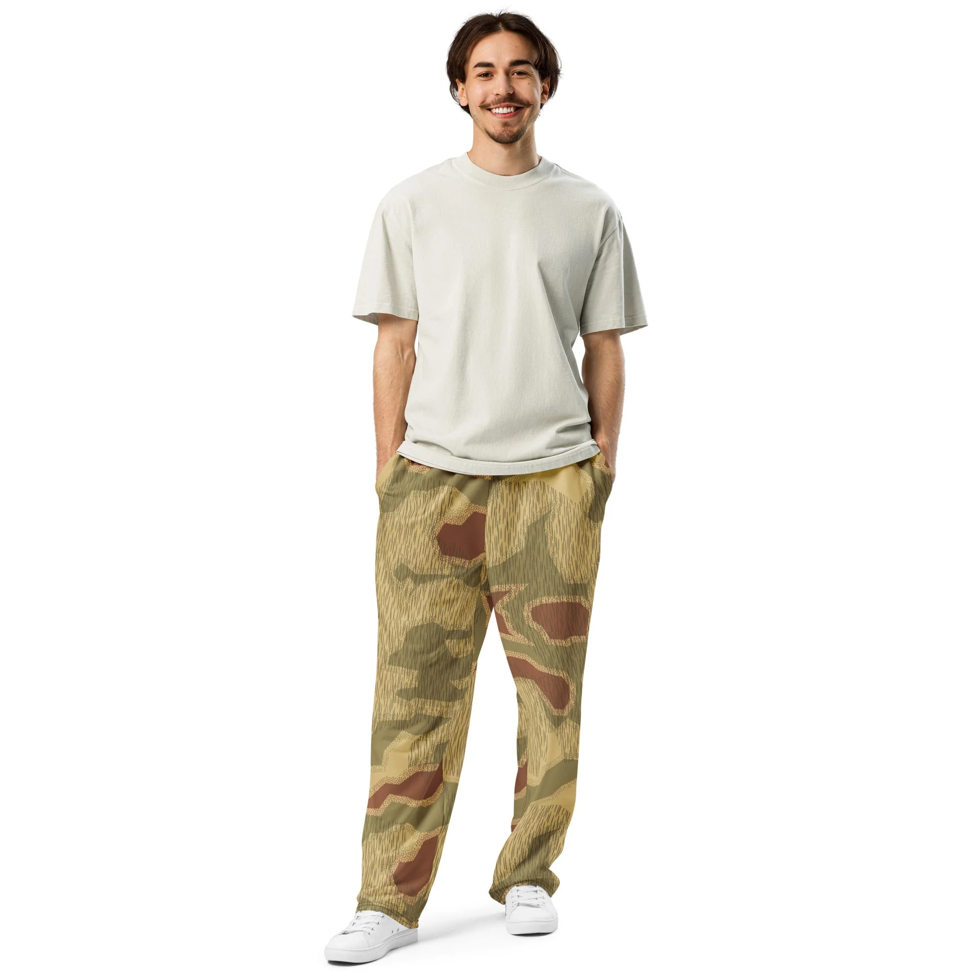 German Sumpfmuster 44 CAMO Unisex Wide-Leg Joggers - Image 7