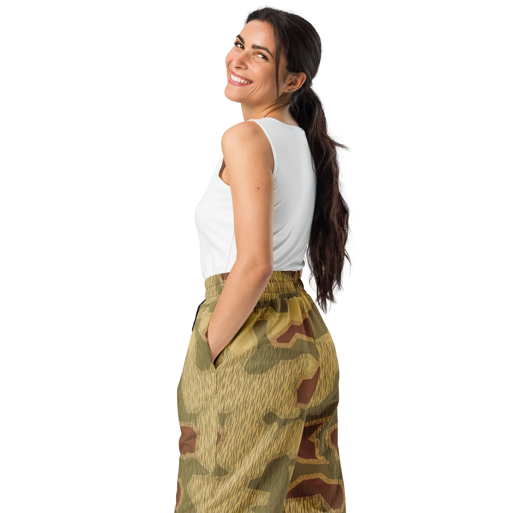 German Sumpfmuster 44 CAMO Unisex Wide-Leg Joggers - Image 9