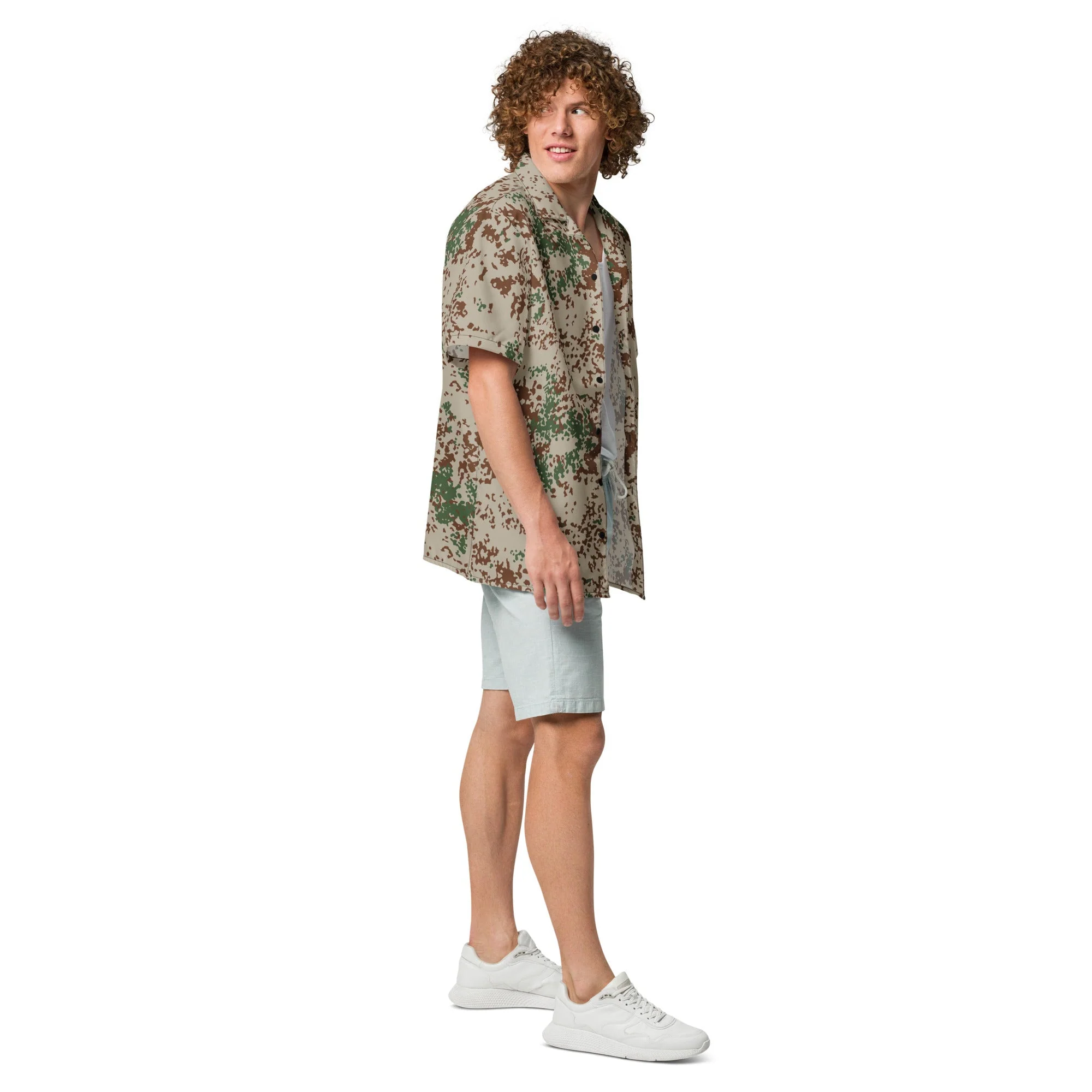 German Flecktarn Wüstentarn Desert CAMO Unisex Short-Sleeve Button Shirt - Image 10