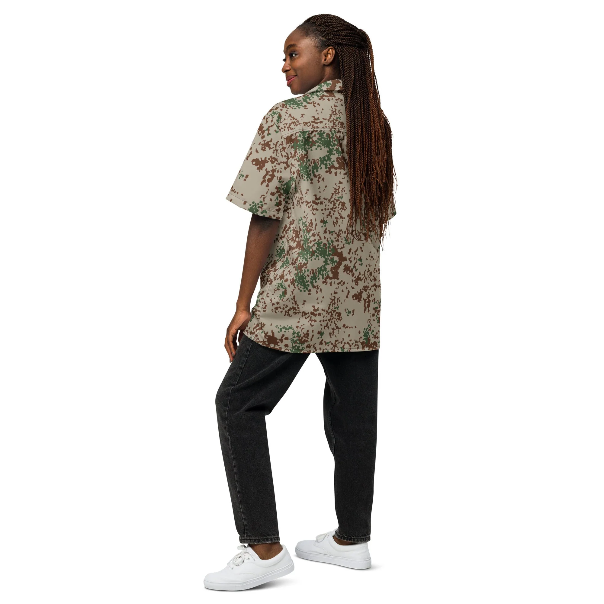 German Flecktarn Wüstentarn Desert CAMO Unisex Short-Sleeve Button Shirt - Image 14