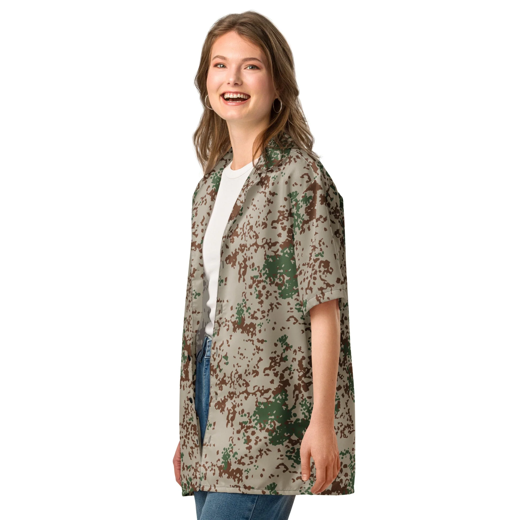 German Flecktarn Wüstentarn Desert CAMO Unisex Short-Sleeve Button Shirt - Image 16