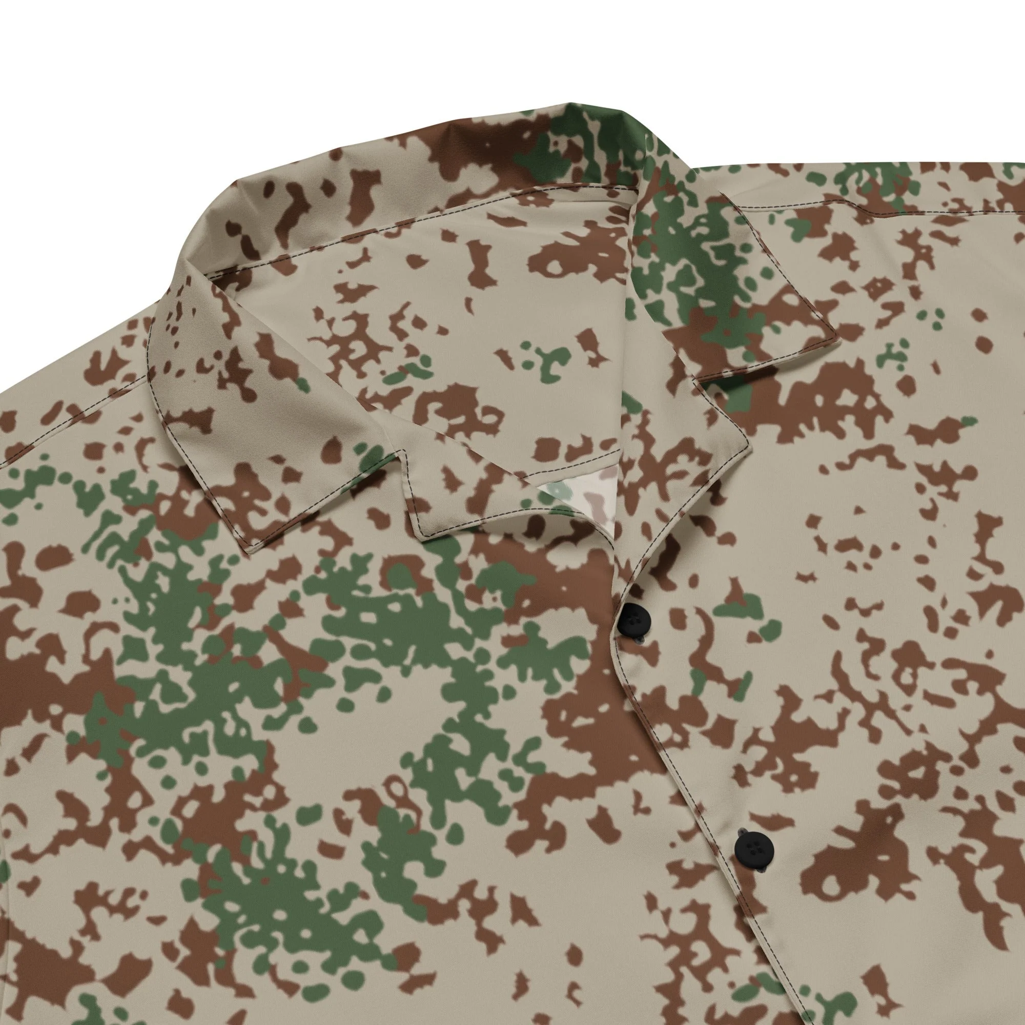 German Flecktarn Wüstentarn Desert CAMO Unisex Short-Sleeve Button Shirt - Image 2