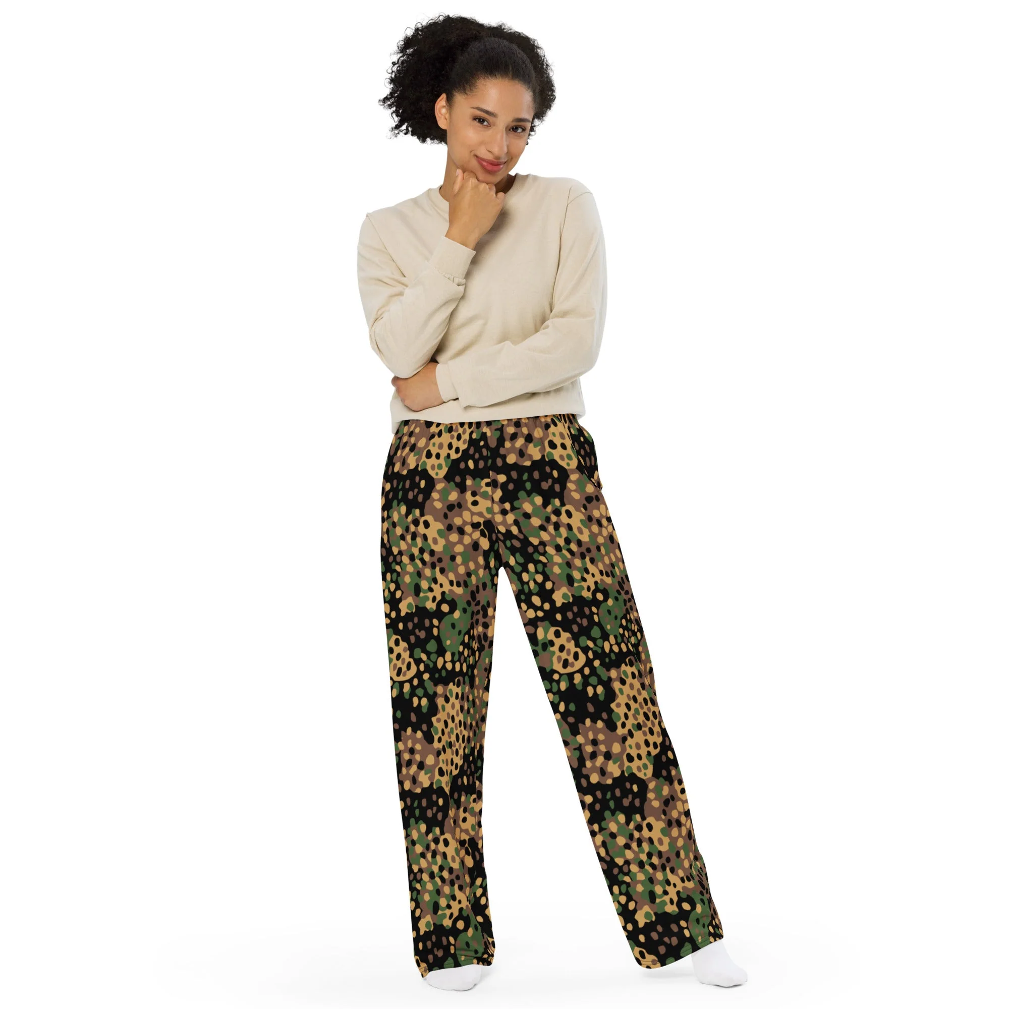German Pea Dot Erbsenmuster CAMO Unisex Wide-Leg Leisure Pants - Image 10
