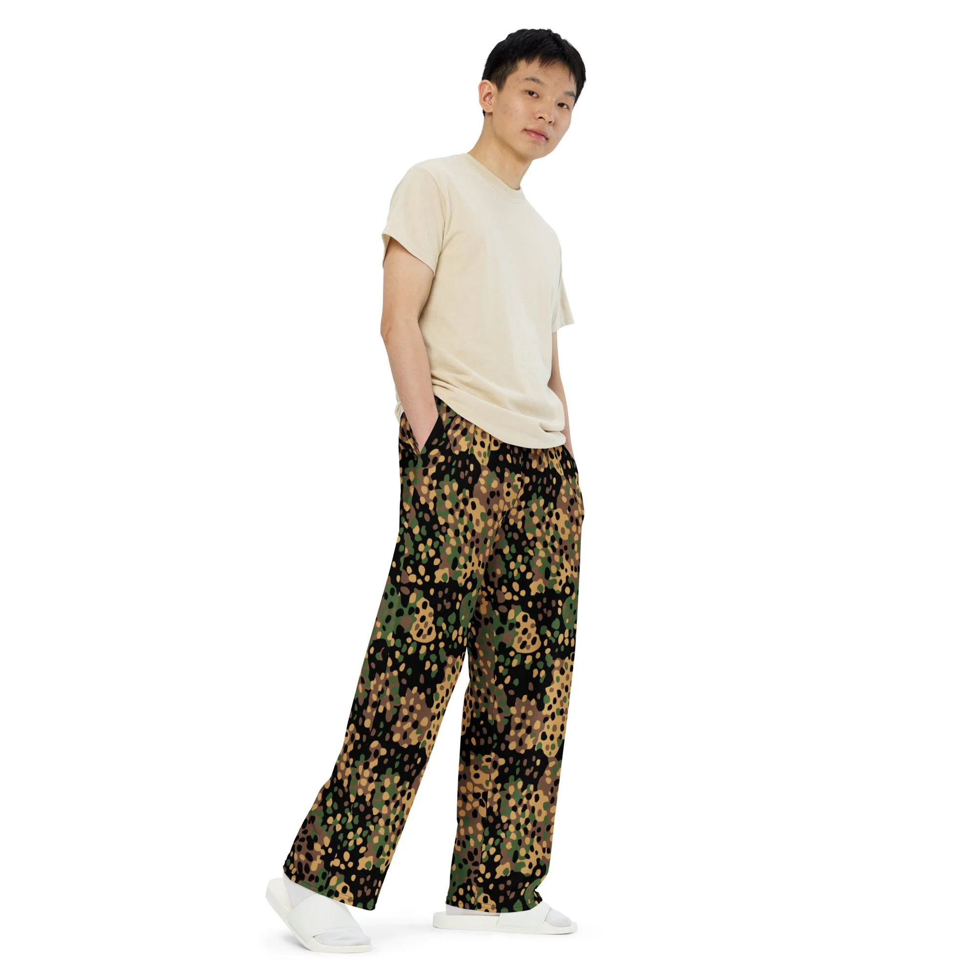 German Pea Dot Erbsenmuster CAMO Unisex Wide-Leg Leisure Pants - Image 6