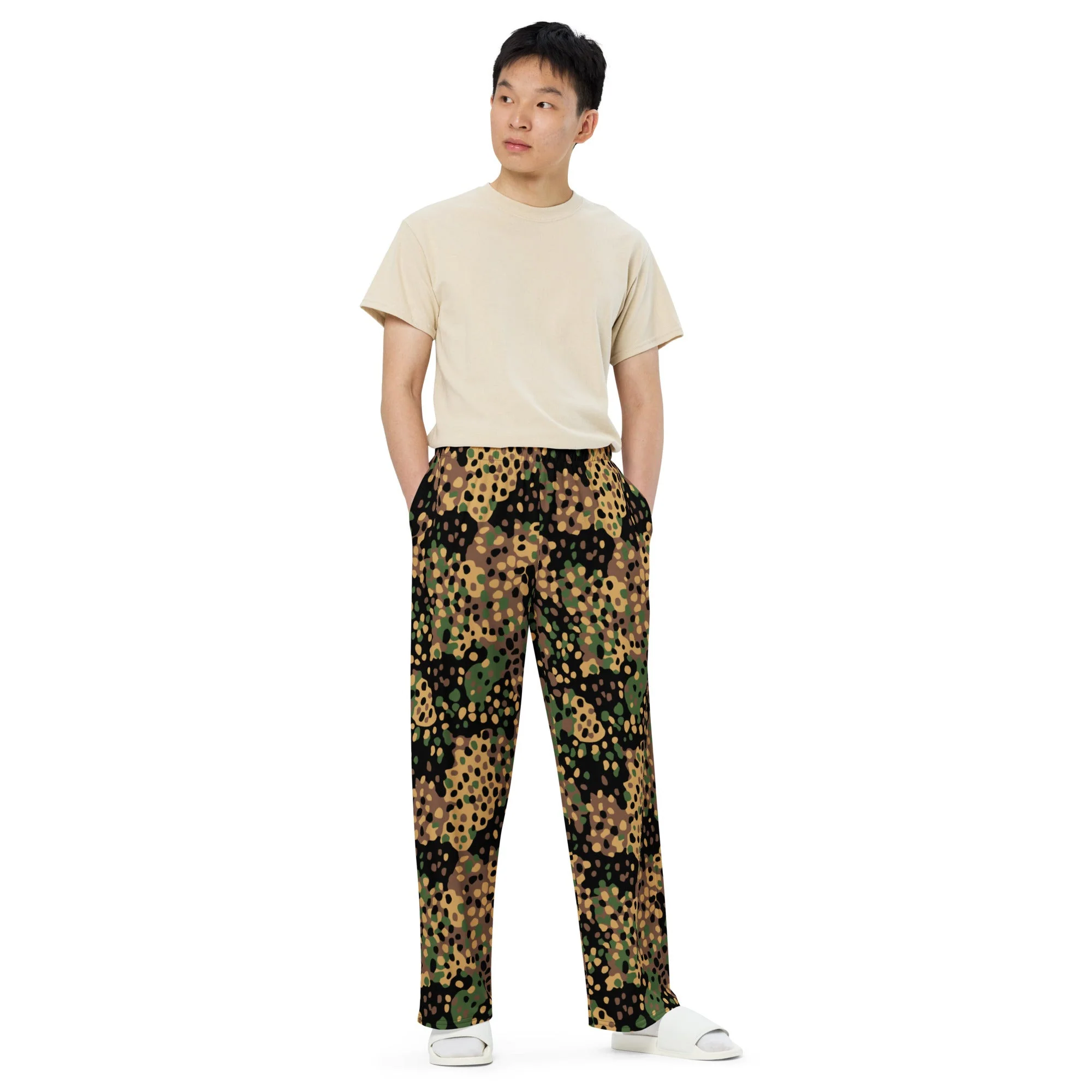German Pea Dot Erbsenmuster CAMO Unisex Wide-Leg Leisure Pants - Image 8