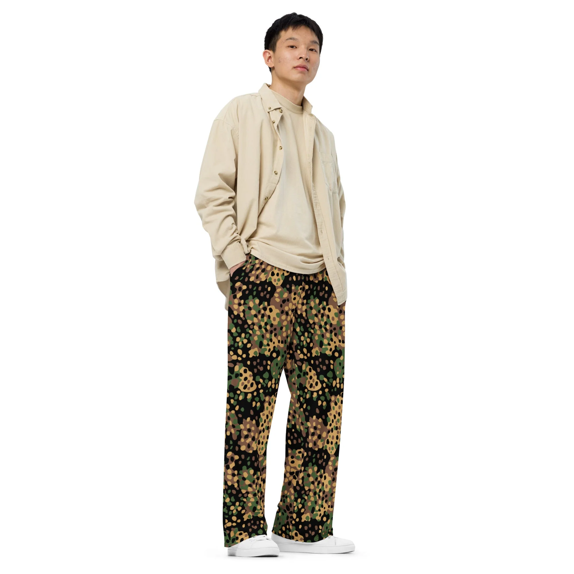 German Pea Dot Erbsenmuster CAMO Unisex Wide-Leg Leisure Pants - Image 9