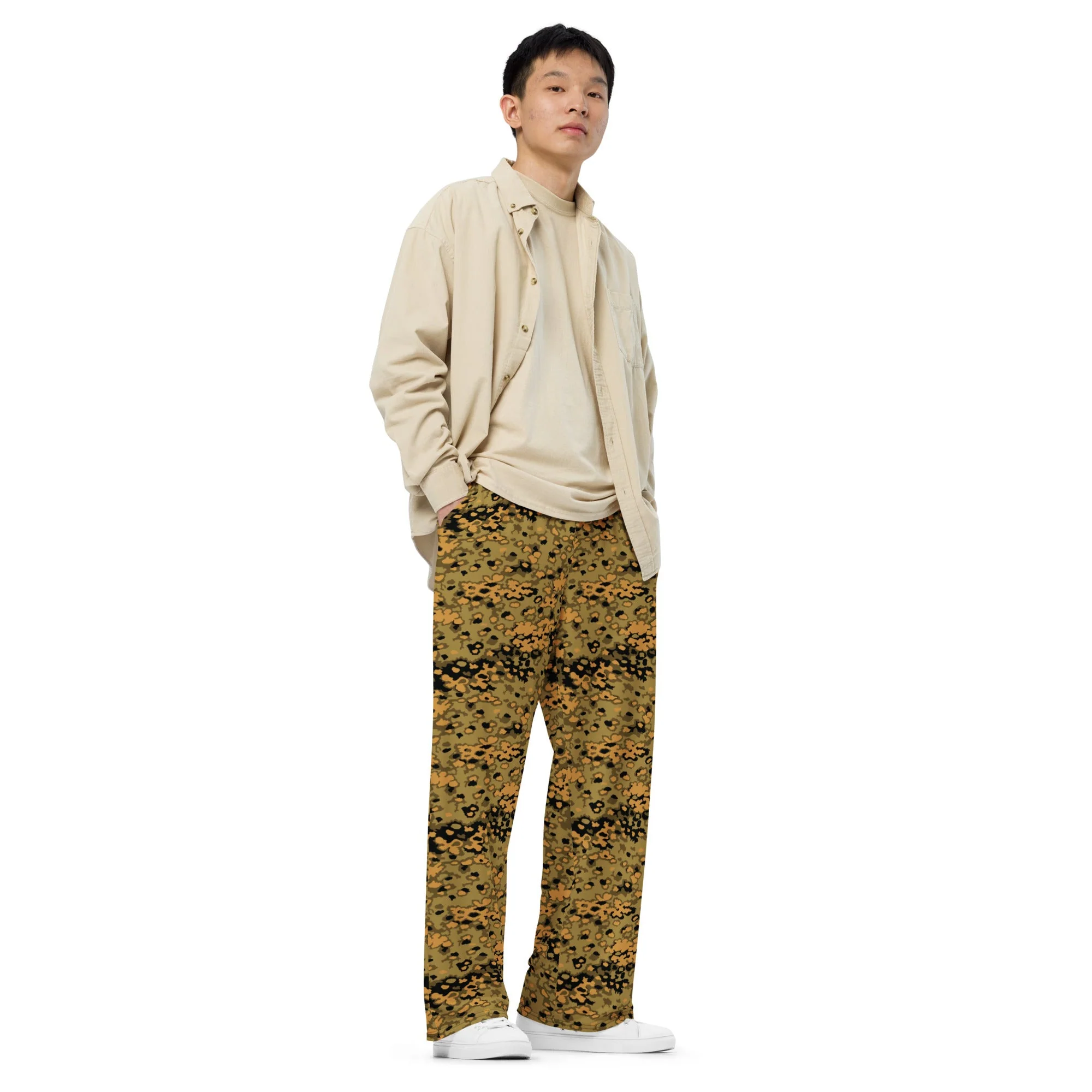 German Oak Leaf Eichenlaubmuster Autumn CAMO Unisex Wide-Leg Leisure Pants - Image 3