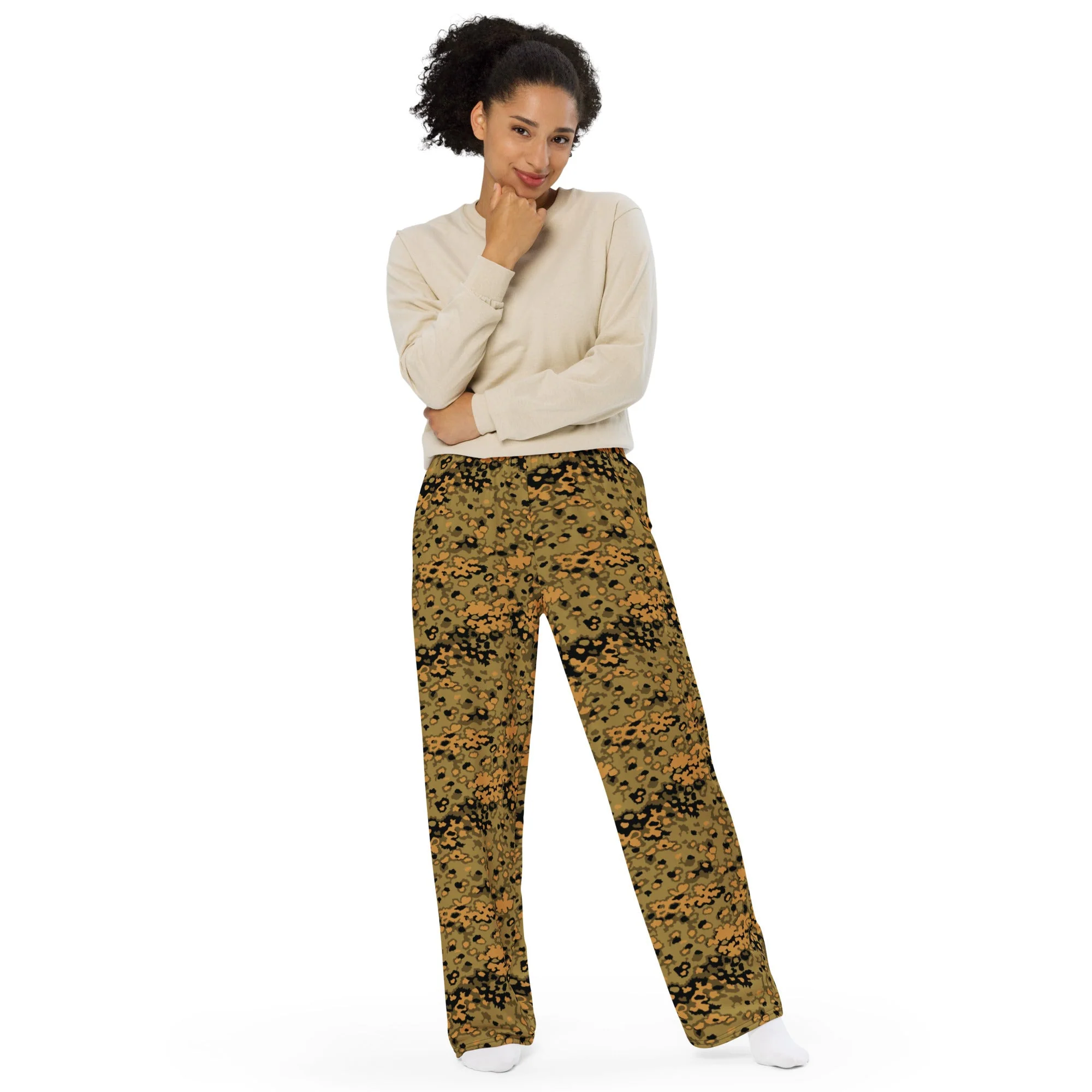 German Oak Leaf Eichenlaubmuster Autumn CAMO Unisex Wide-Leg Leisure Pants - Image 4