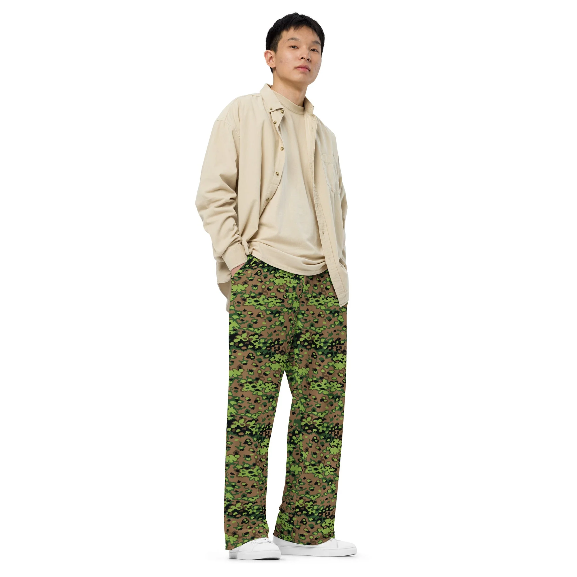 German Oak Leaf Eichenlaubmuster Spring CAMO Unisex Wide-Leg Leisure Pants - Image 3