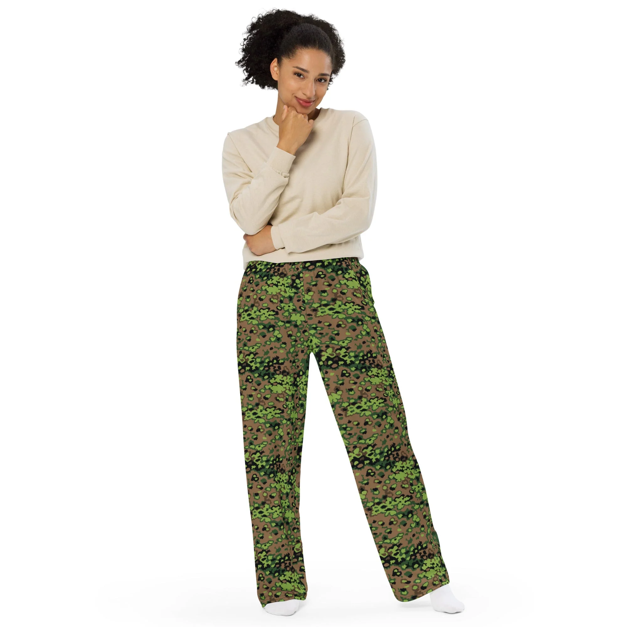 German Oak Leaf Eichenlaubmuster Spring CAMO Unisex Wide-Leg Leisure Pants - Image 4