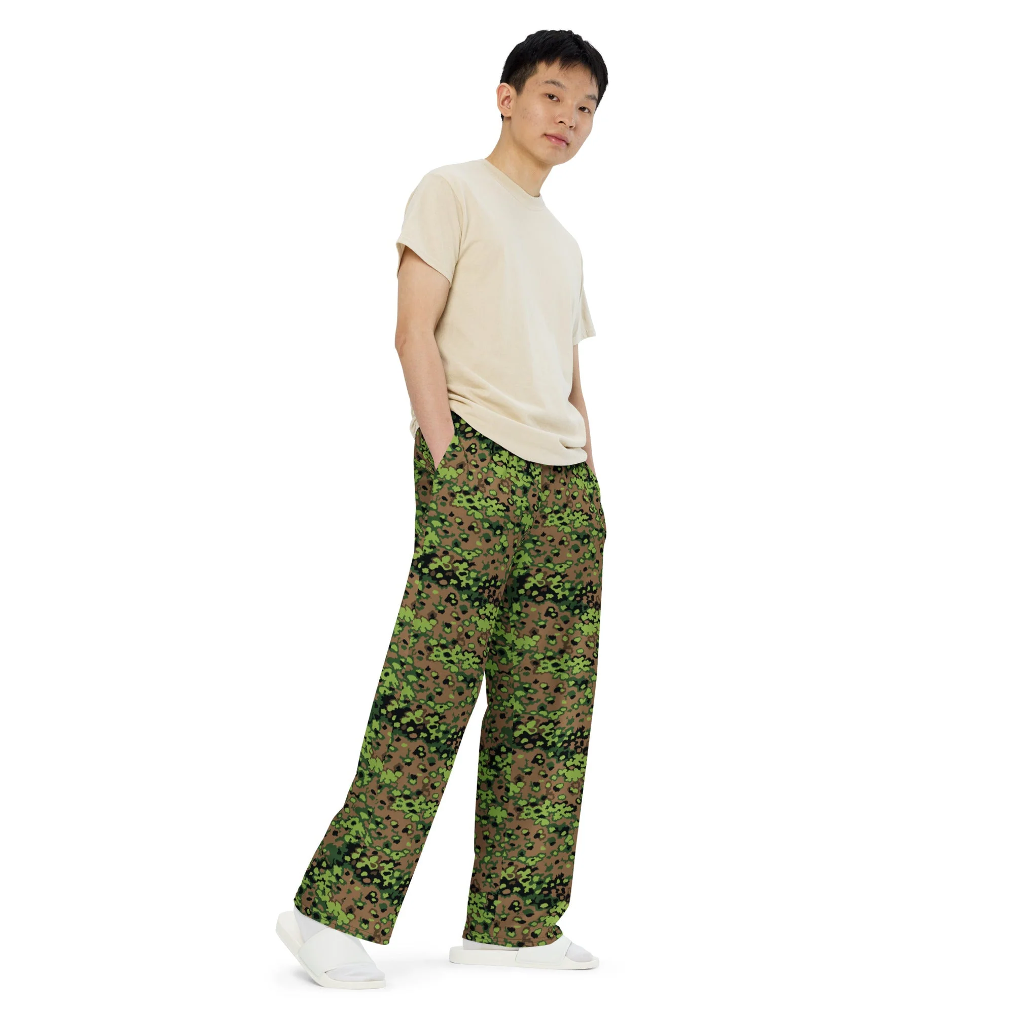 German Oak Leaf Eichenlaubmuster Spring CAMO Unisex Wide-Leg Leisure Pants - Image 8