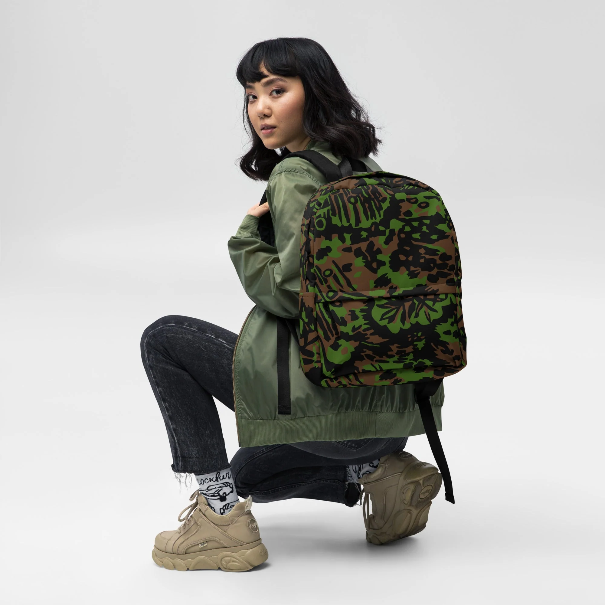 German Palm Tree Palmenmuster Spring CAMO Backpack - Image 6