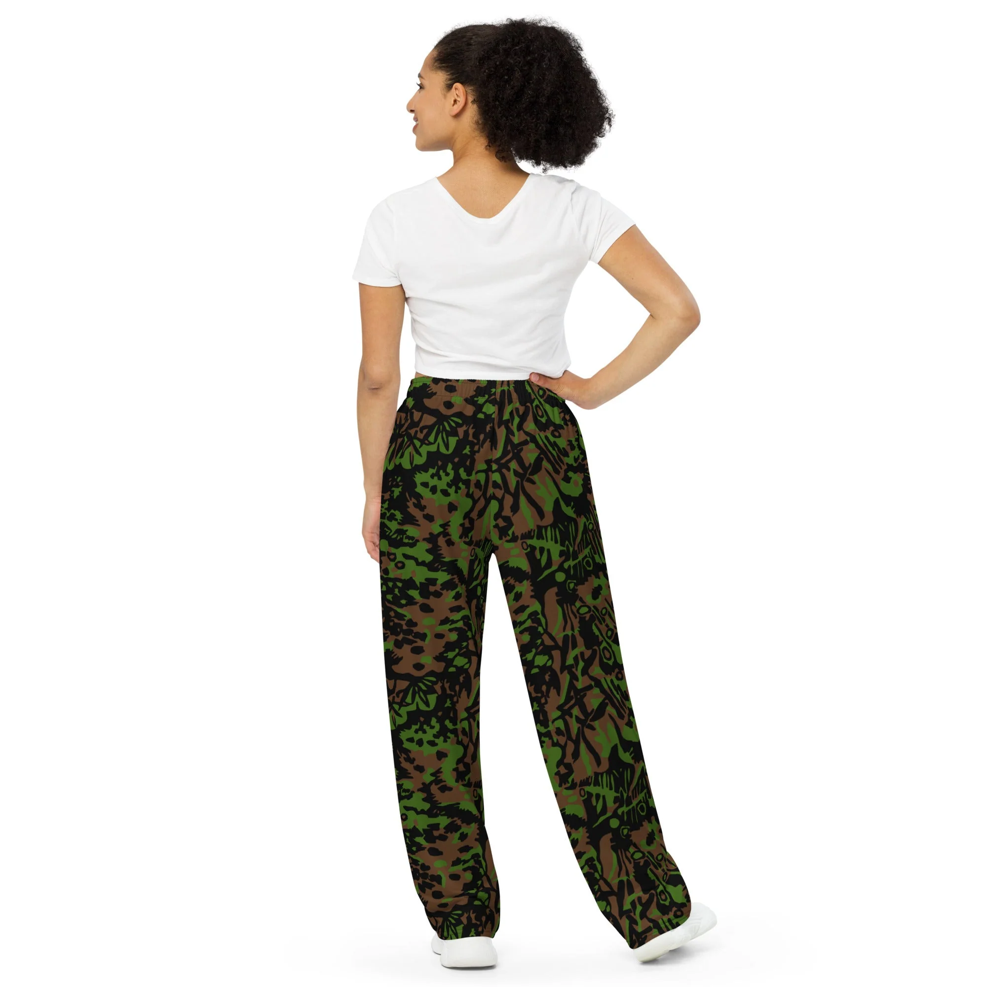 German Palm Tree Palmenmuster Spring CAMO Unisex Wide-Leg Leisure Pants - Image 3