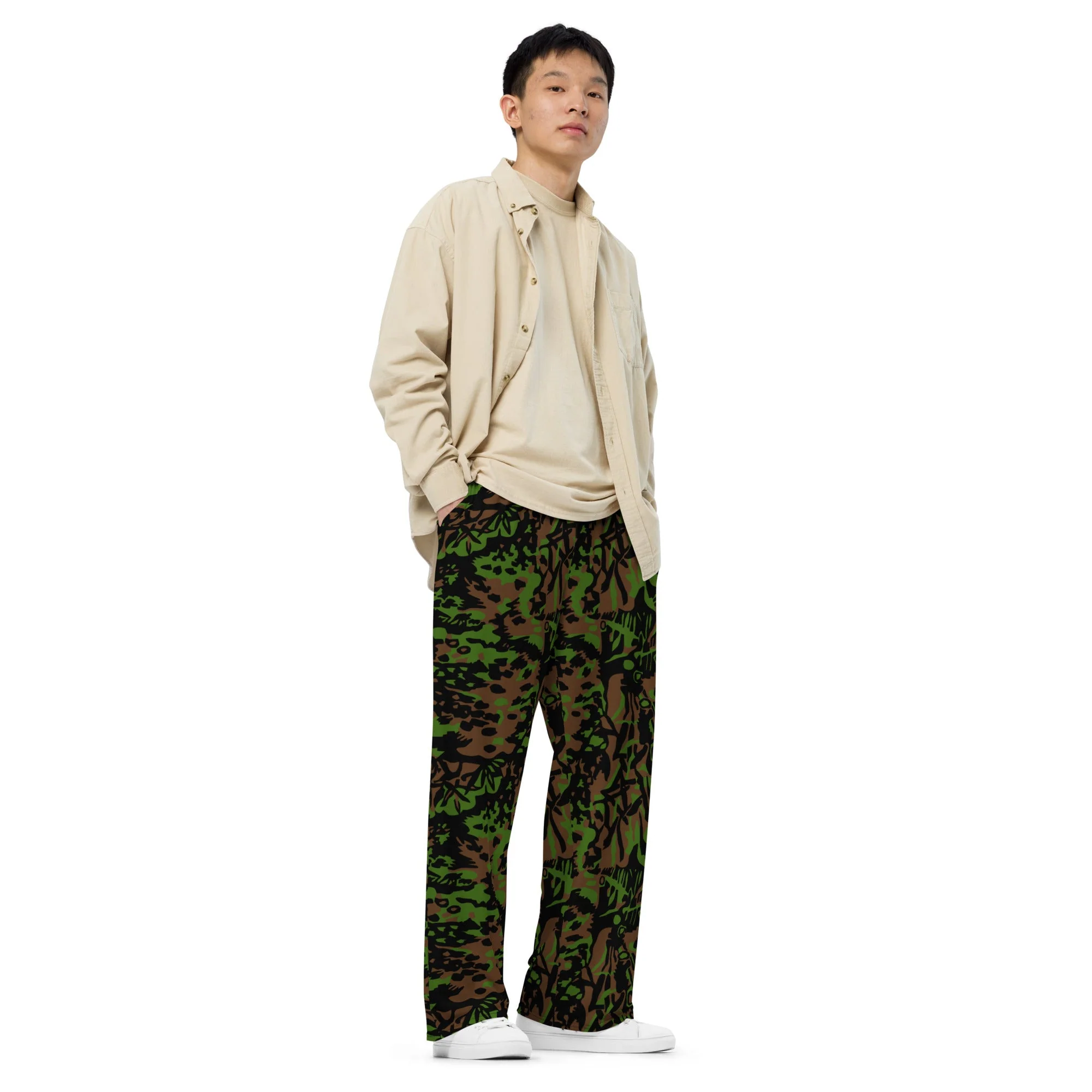 German Palm Tree Palmenmuster Spring CAMO Unisex Wide-Leg Leisure Pants - Image 4