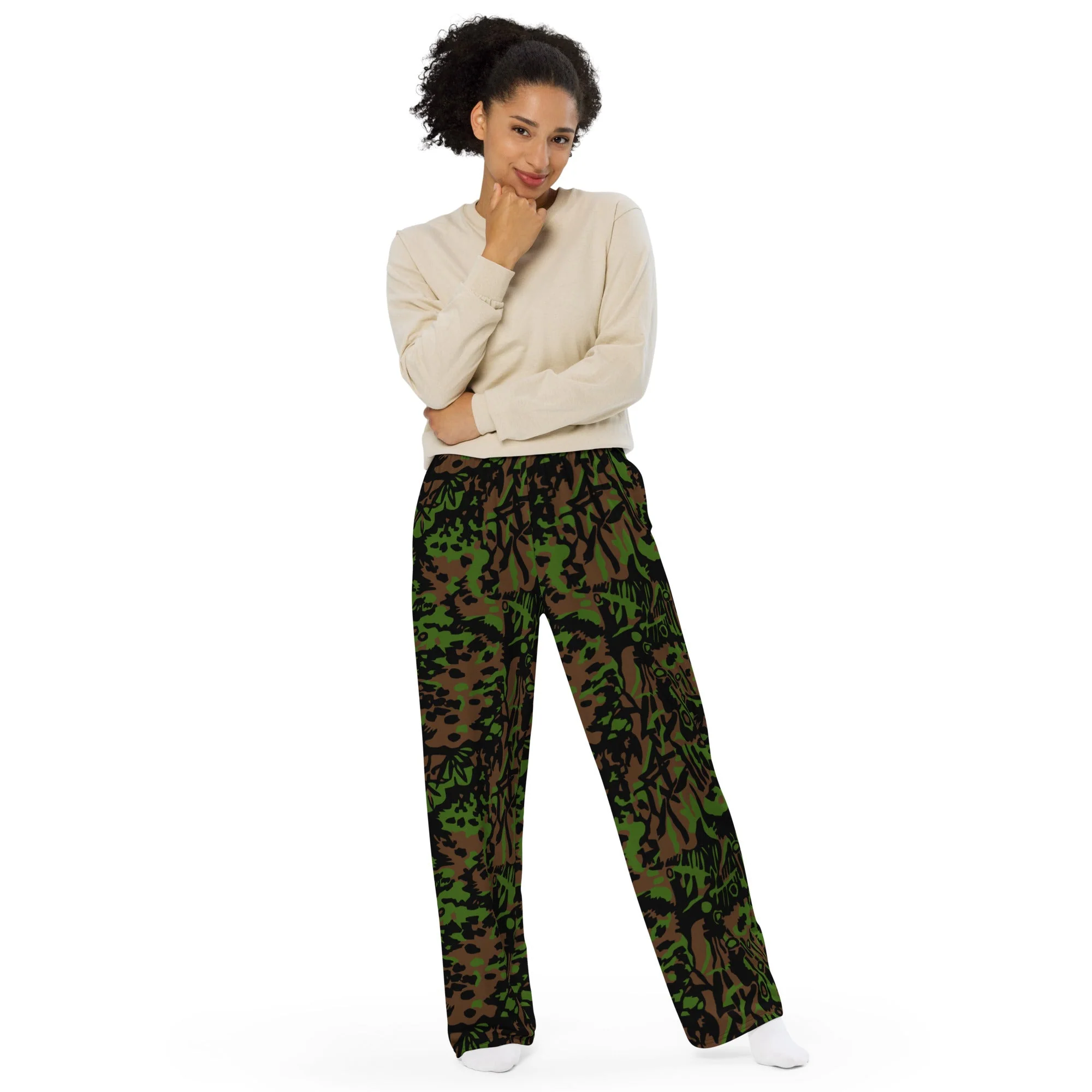 German Palm Tree Palmenmuster Spring CAMO Unisex Wide-Leg Leisure Pants - Image 5