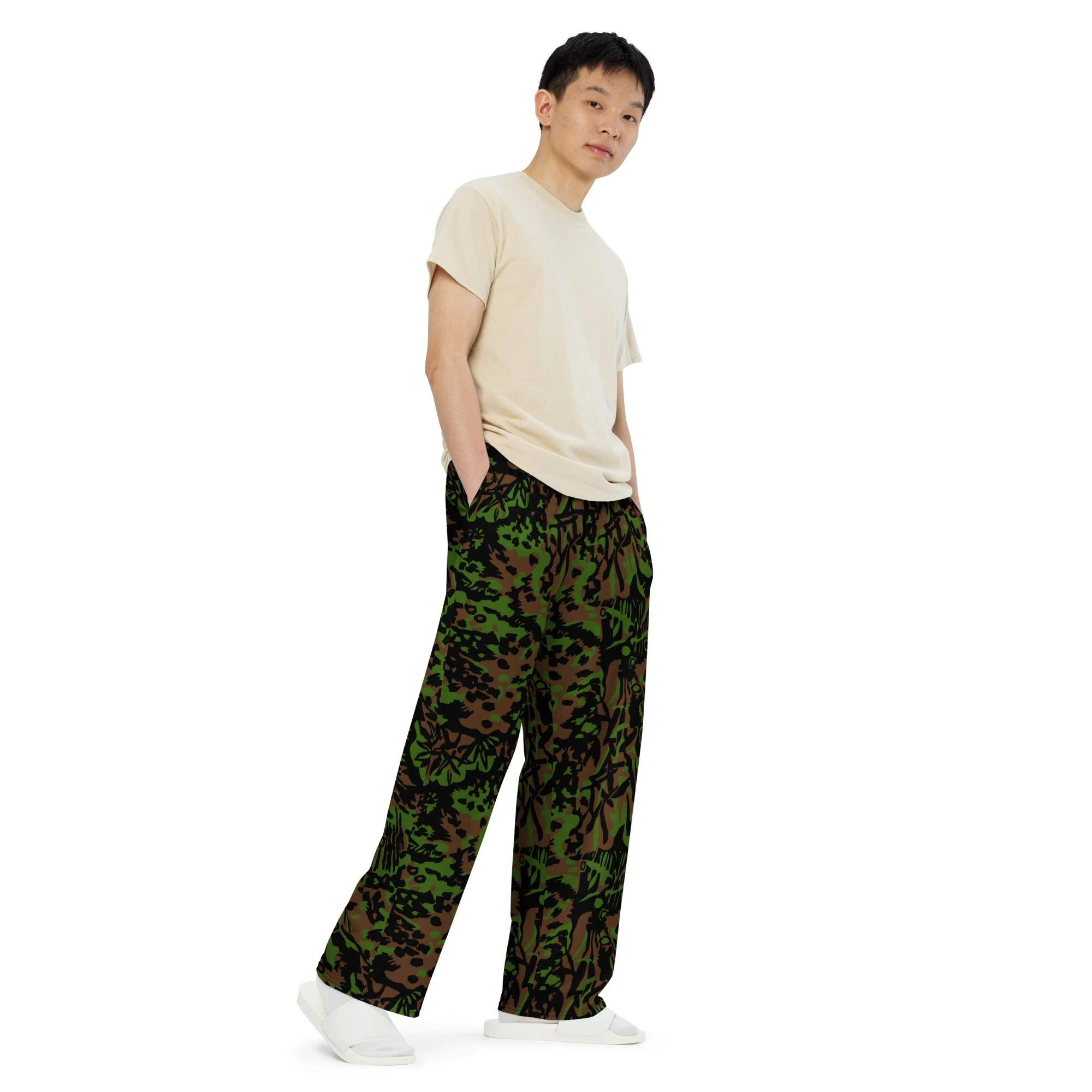 German Palm Tree Palmenmuster Spring CAMO Unisex Wide-Leg Leisure Pants - Image 6