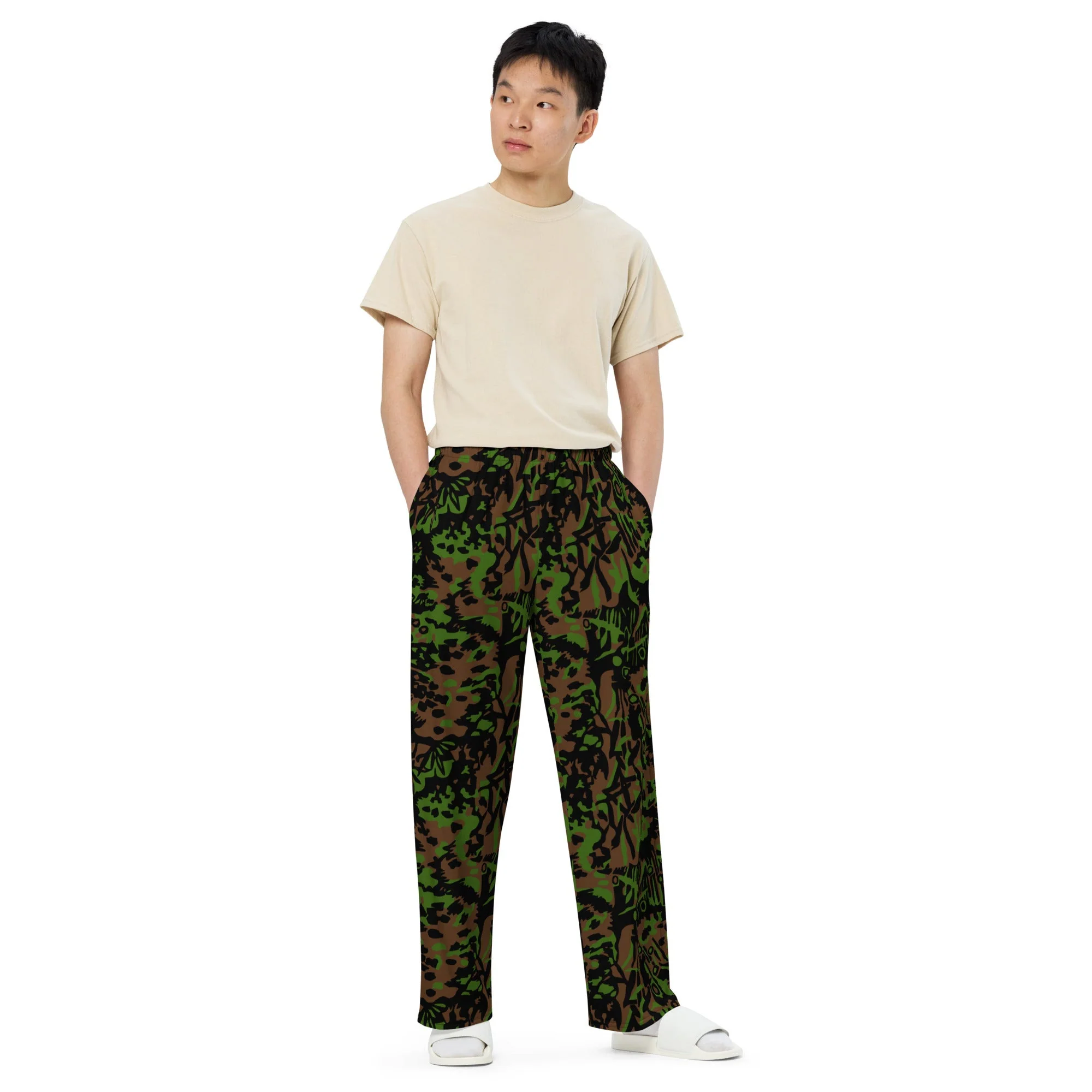 German Palm Tree Palmenmuster Spring CAMO Unisex Wide-Leg Leisure Pants - Image 8