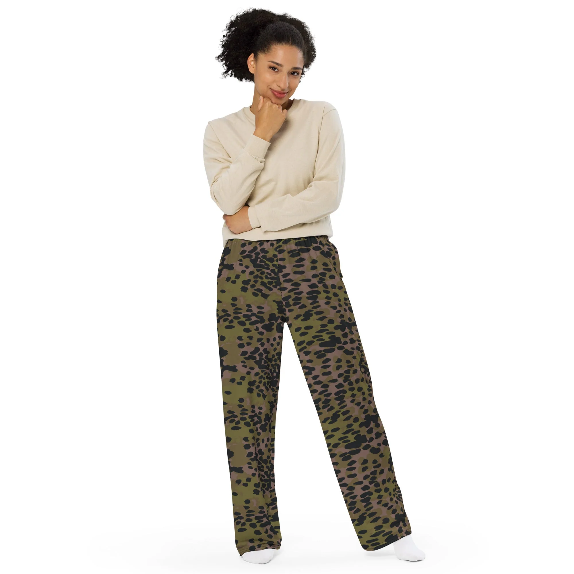 German Plane Tree Platanenmuster Summer CAMO Unisex Wide-Leg Leisure Pants - Image 10