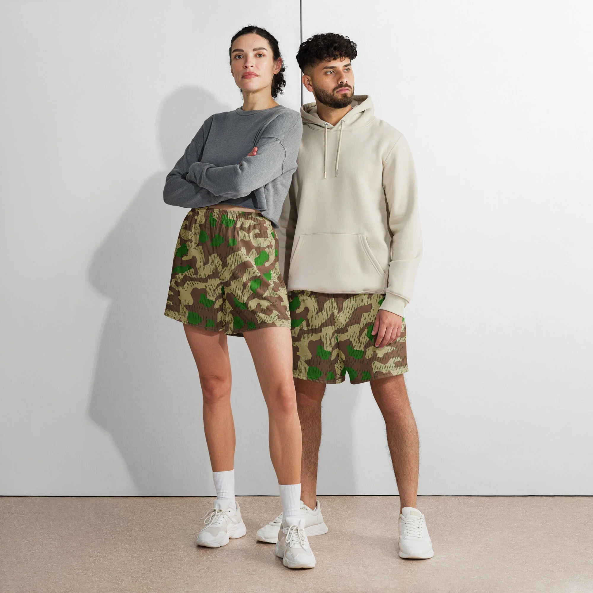 German Splittermuster Buntfarbendruck 31 CAMO Unisex Athletic Long Shorts - Image 3