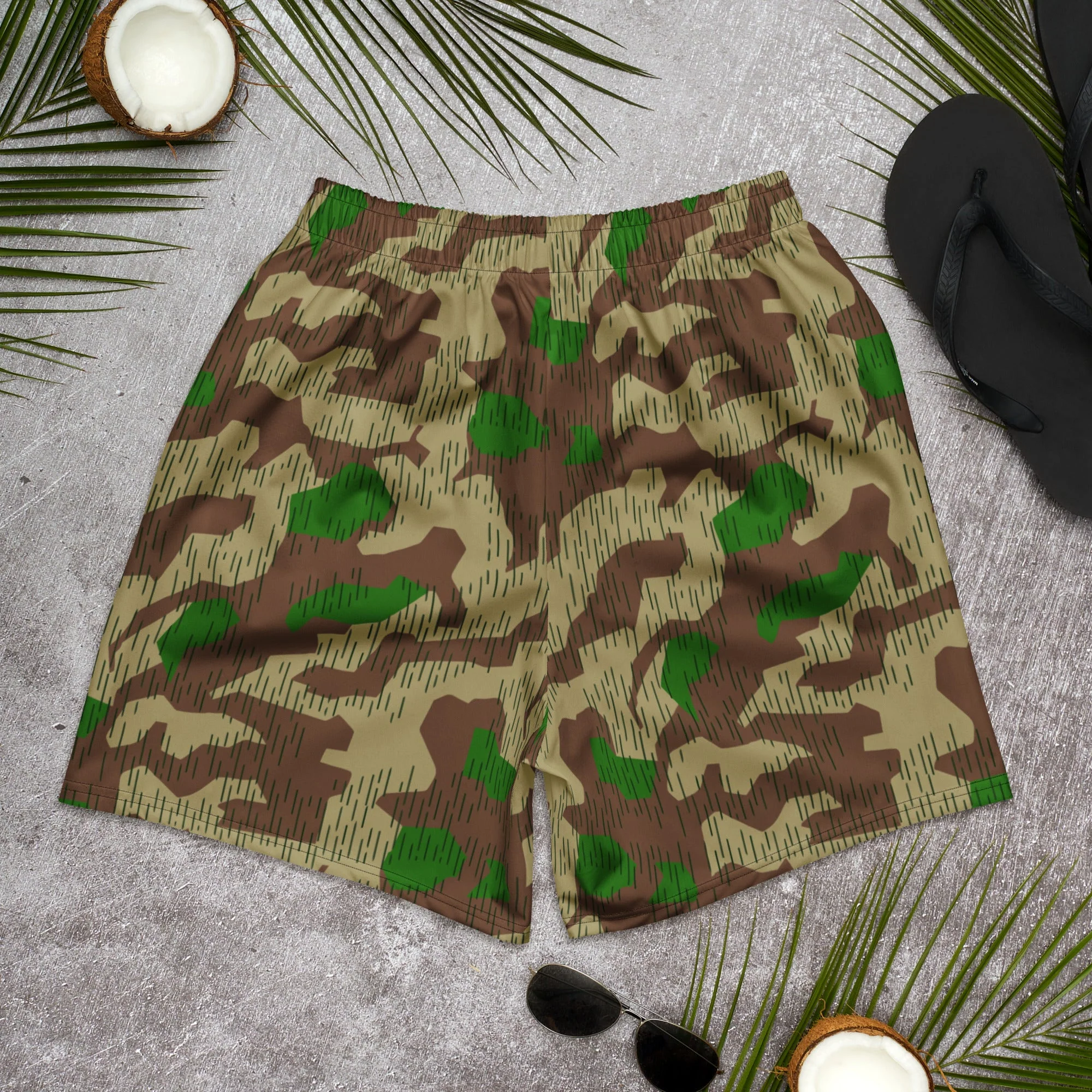 German Splittermuster Buntfarbendruck 31 CAMO Unisex Athletic Long Shorts - Image 5