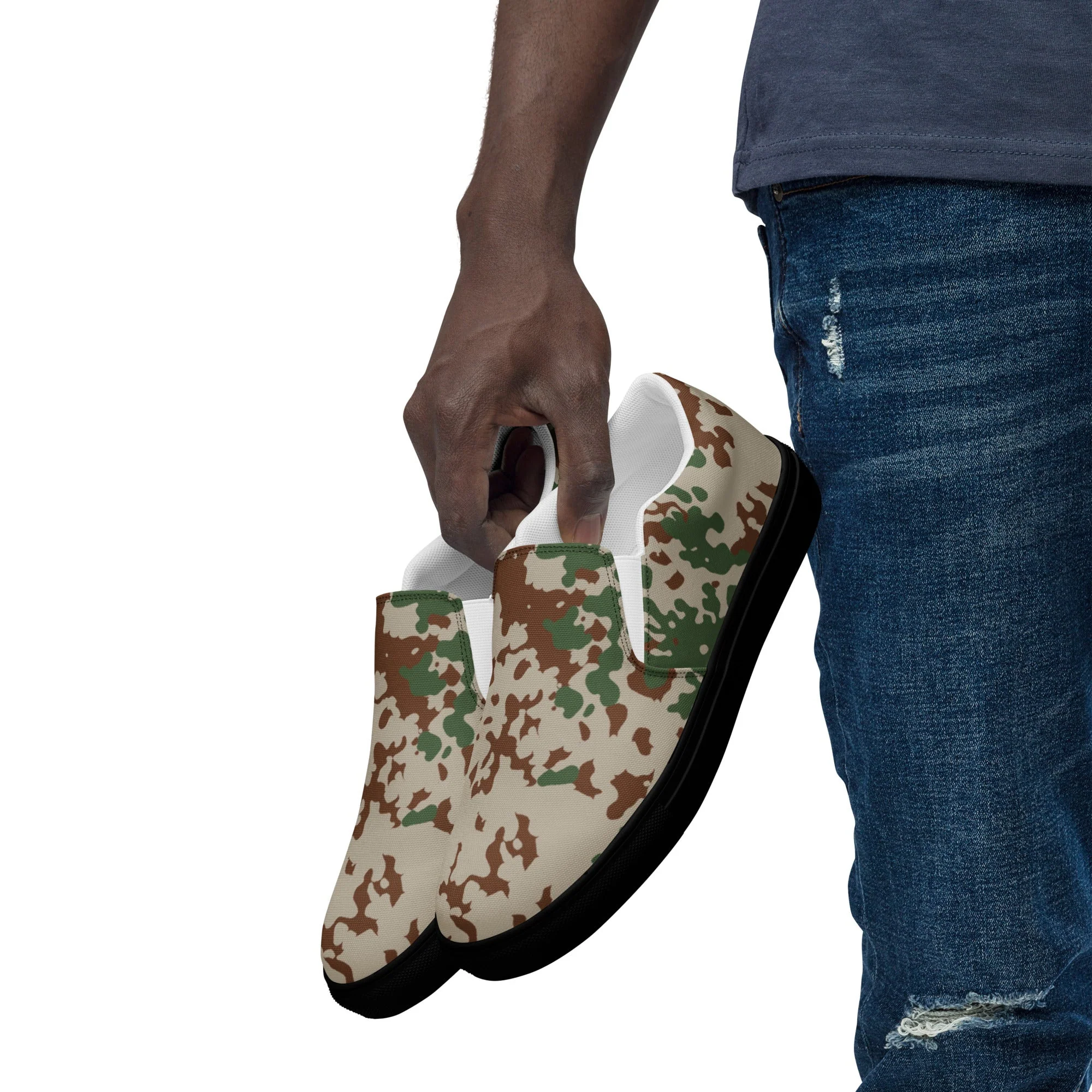 German Flecktarn Wüstentarn Desert CAMO Mens Slip-On Canvas Shoes - Image 10