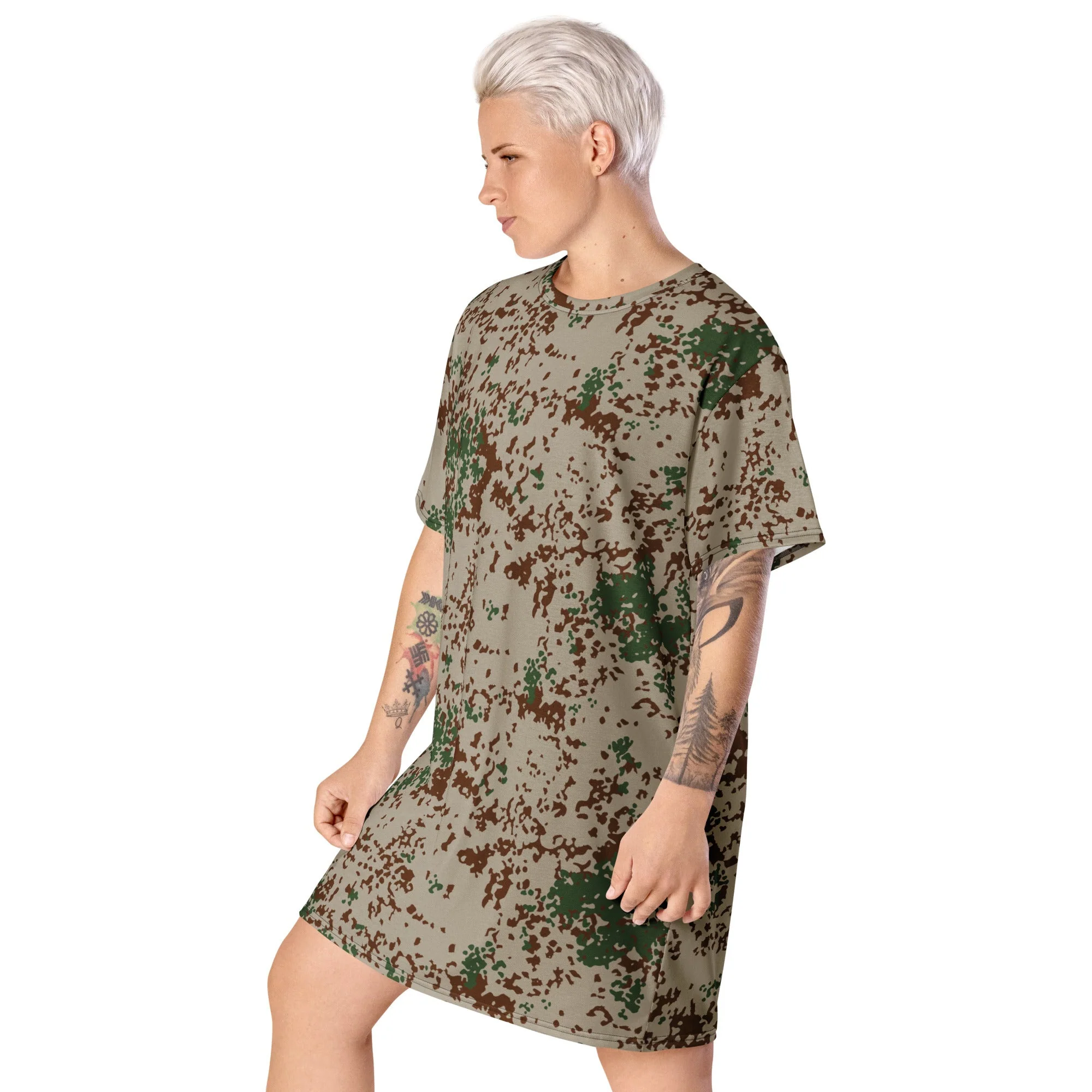 German Flecktarn Wüstentarn Desert CAMO Womens T-Shirt Dress - Image 3