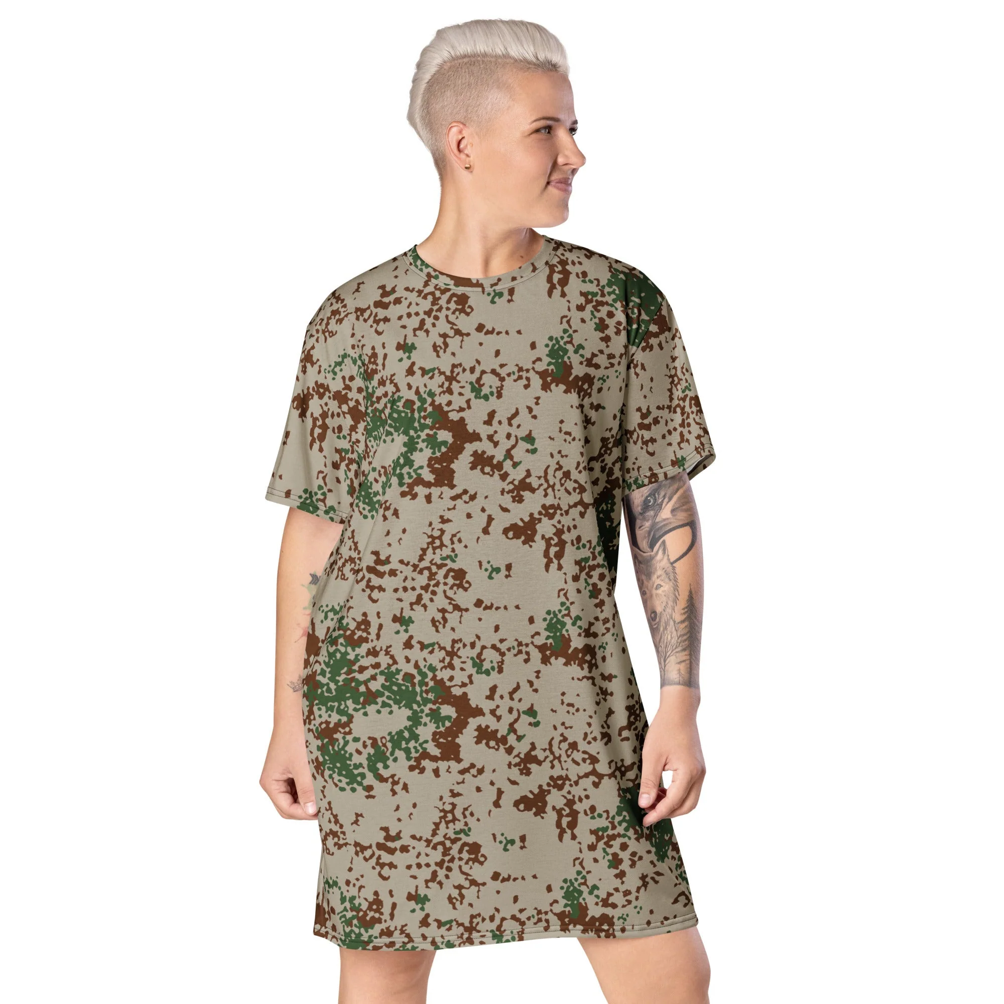 German Flecktarn Wüstentarn Desert CAMO Womens T-Shirt Dress - Image 6