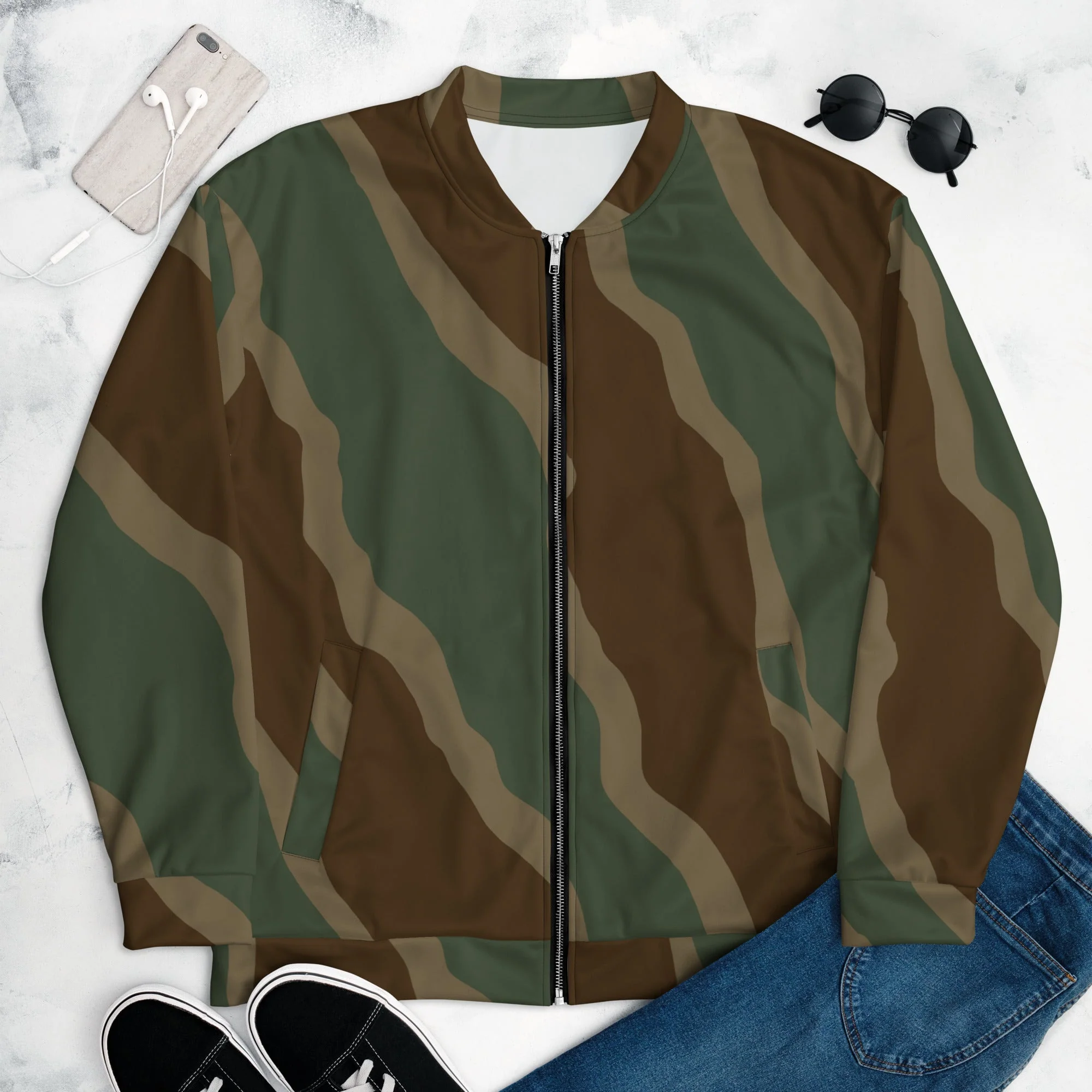 German Ambush Three Stripe Tank CAMO Unisex Bomber Jacket - Image 3