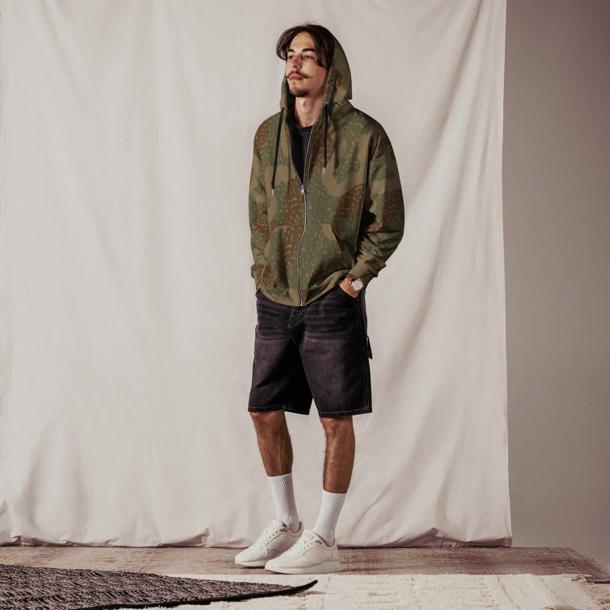 German Ambush Zimmerit Tank CAMO Unisex Zip Hoodie - Image 5