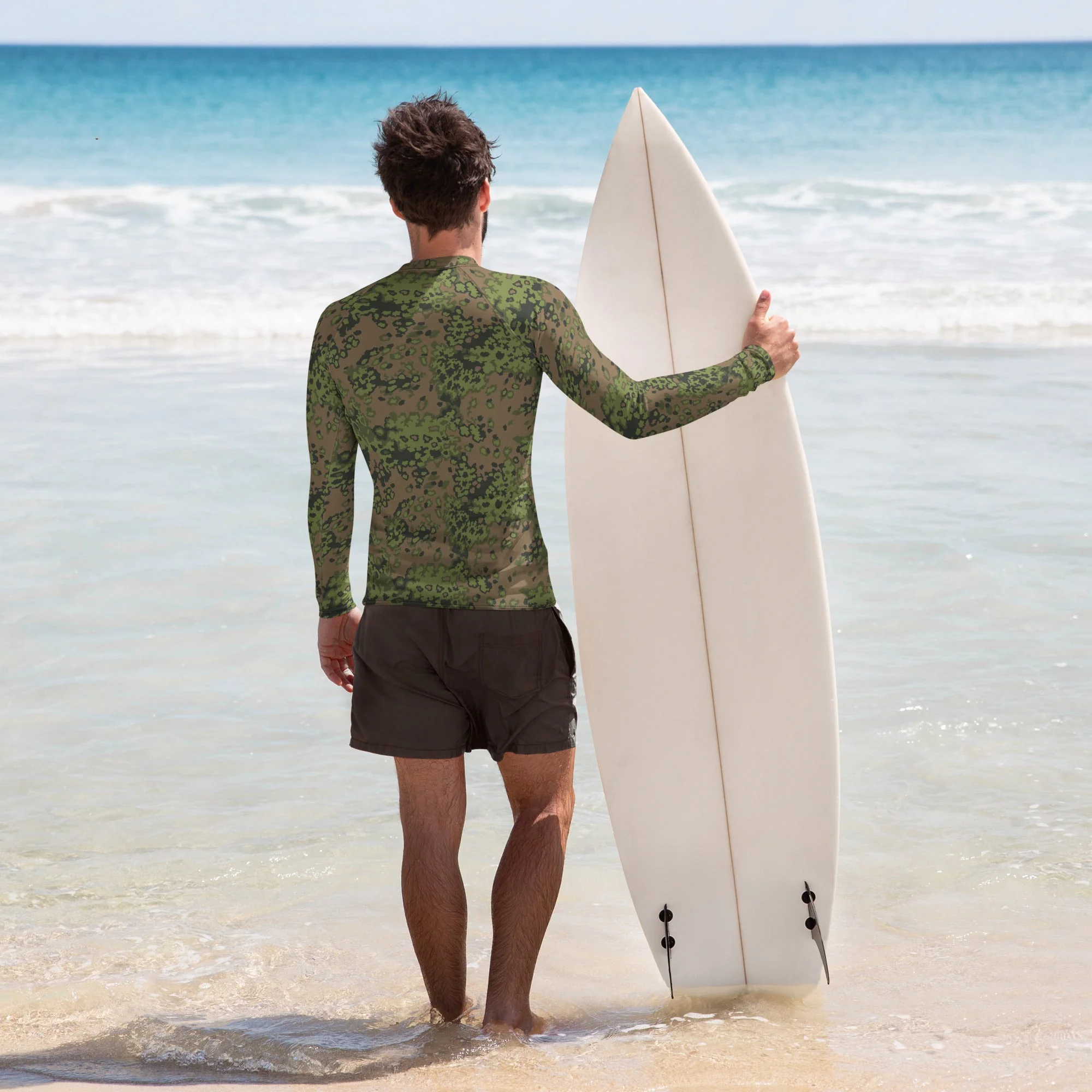 German Oak Leaf Eichenlaubmuster Summer CAMO Mens Long-Sleeve Rash Guard - Image 2