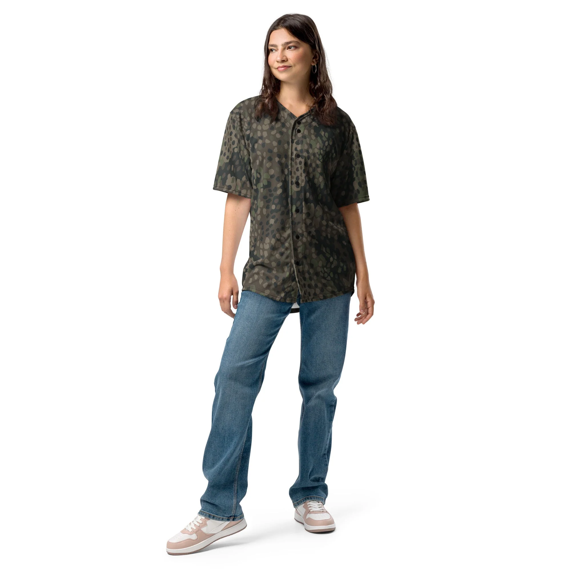 German Pea Dot Erbsenmuster Pattern 44 CAMO Unisex Baseball Jersey - Image 10