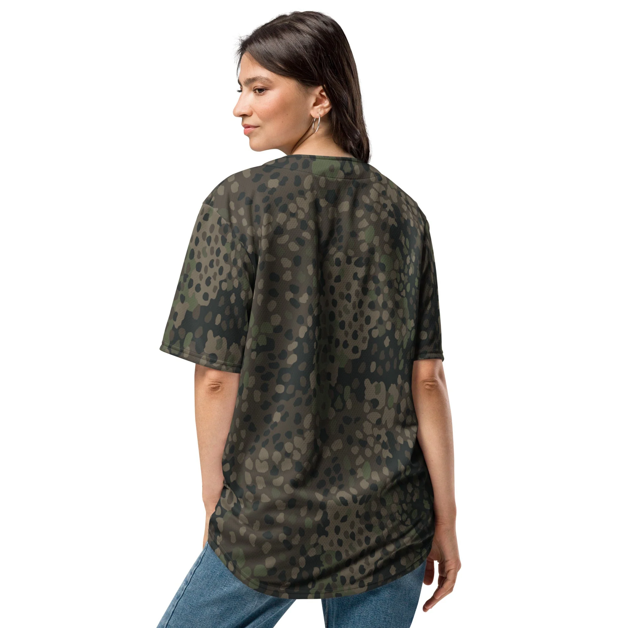 German Pea Dot Erbsenmuster Pattern 44 CAMO Unisex Baseball Jersey - Image 4