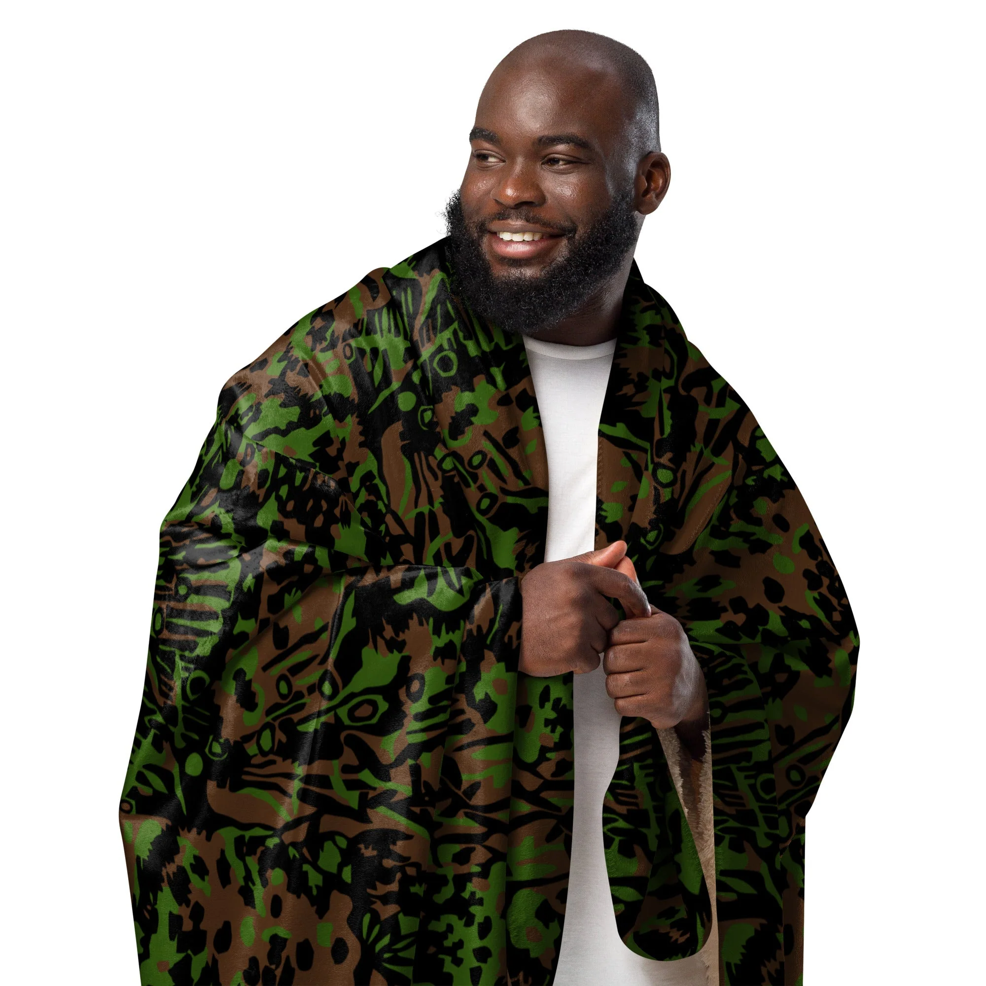 German Palm Tree Palmenmuster Spring CAMO Sherpa Blanket - Image 3