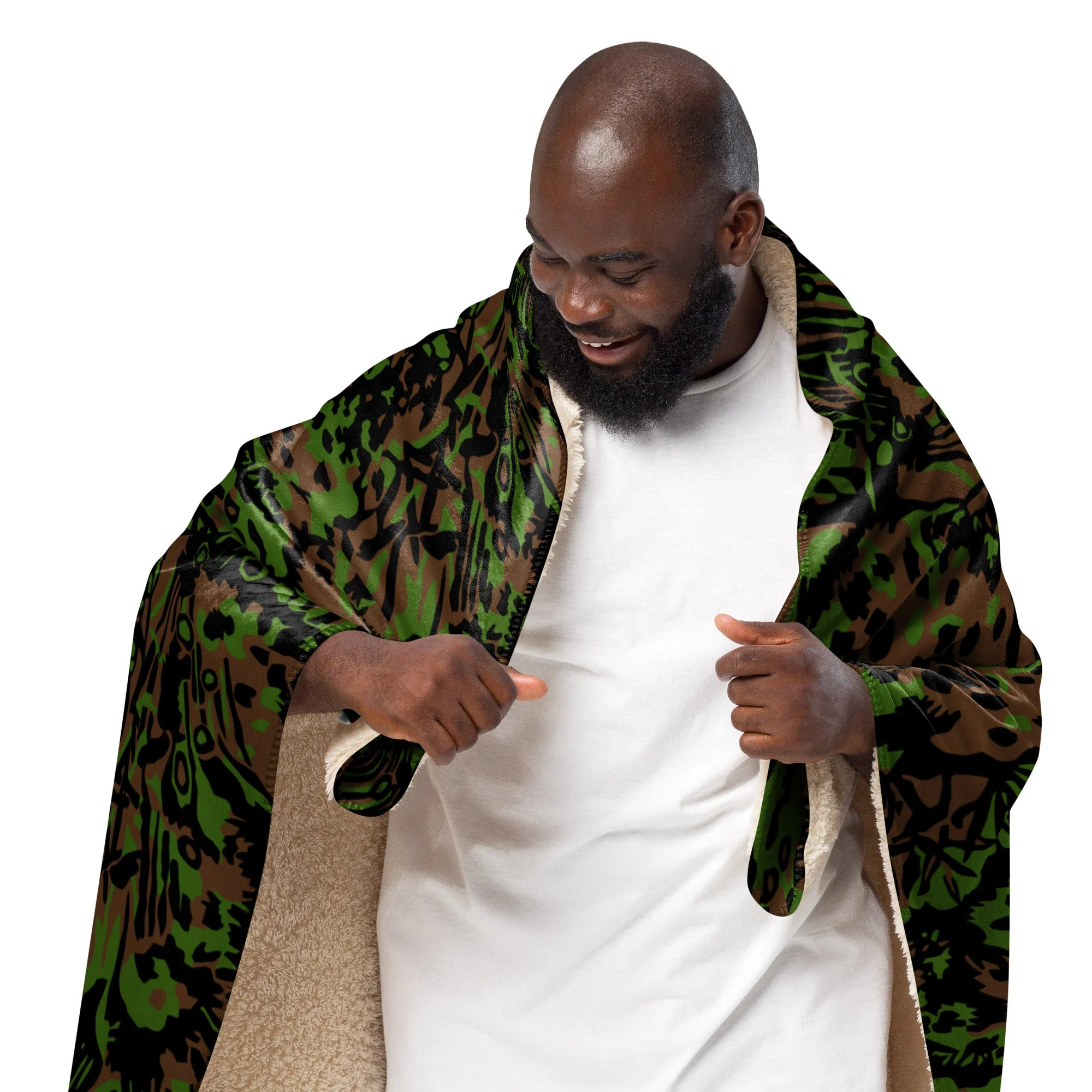 German Palm Tree Palmenmuster Spring CAMO Sherpa Blanket - Image 5
