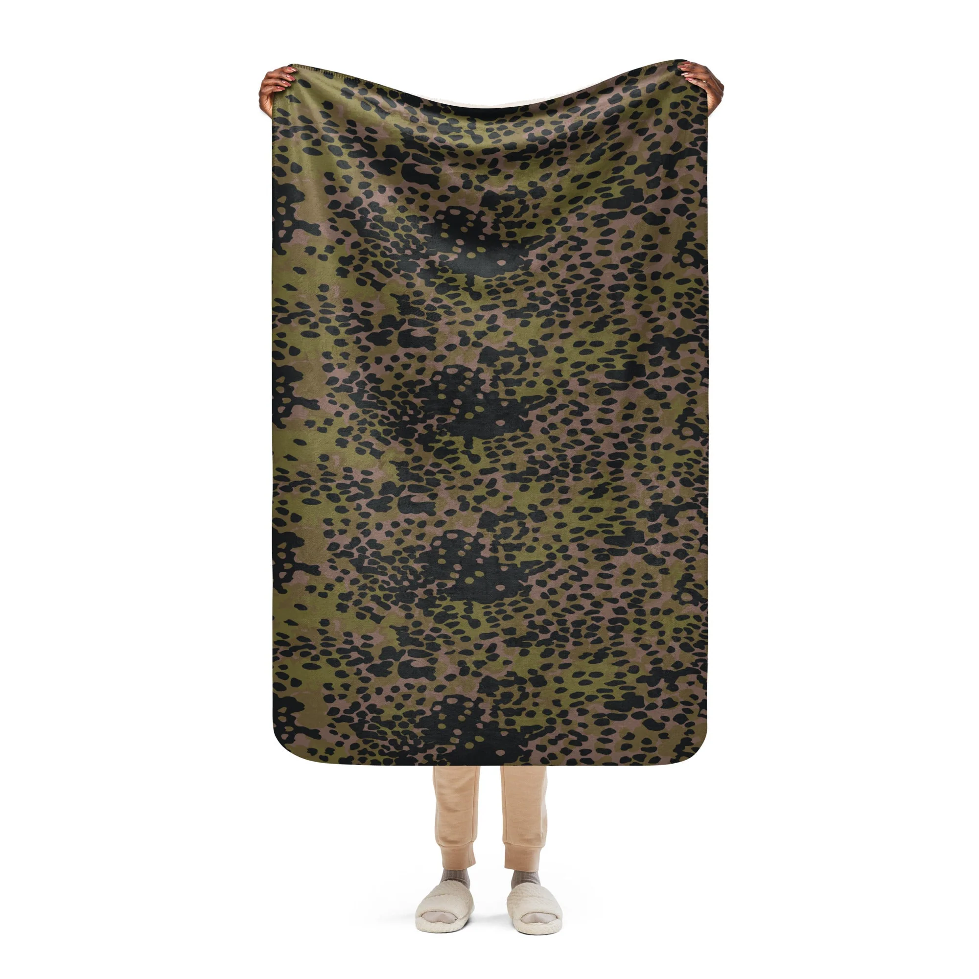 German Plane Tree Platanenmuster Summer CAMO Sherpa Blanket - Image 3