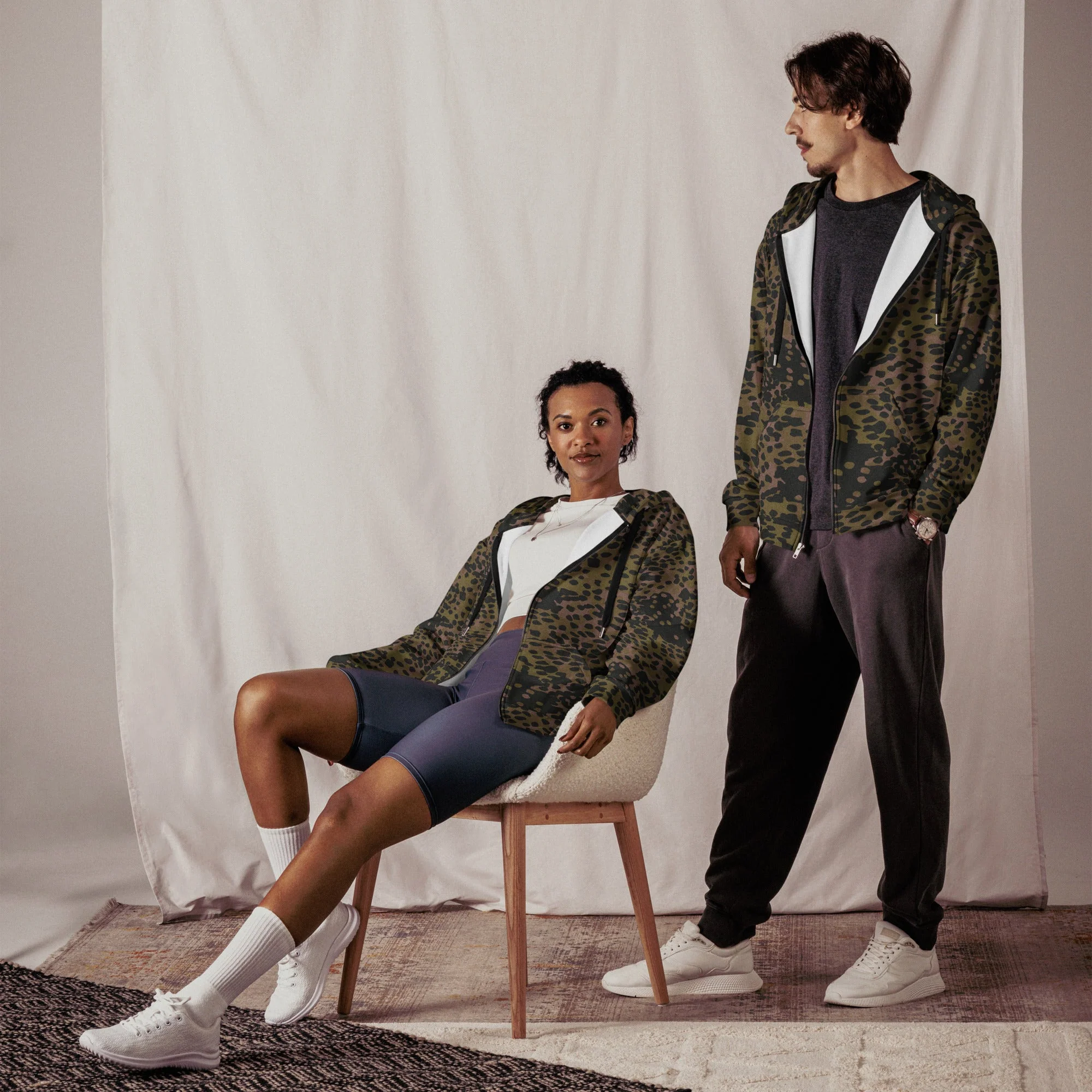 German Plane Tree Platanenmuster Summer CAMO Unisex Zip Hoodie - Image 10