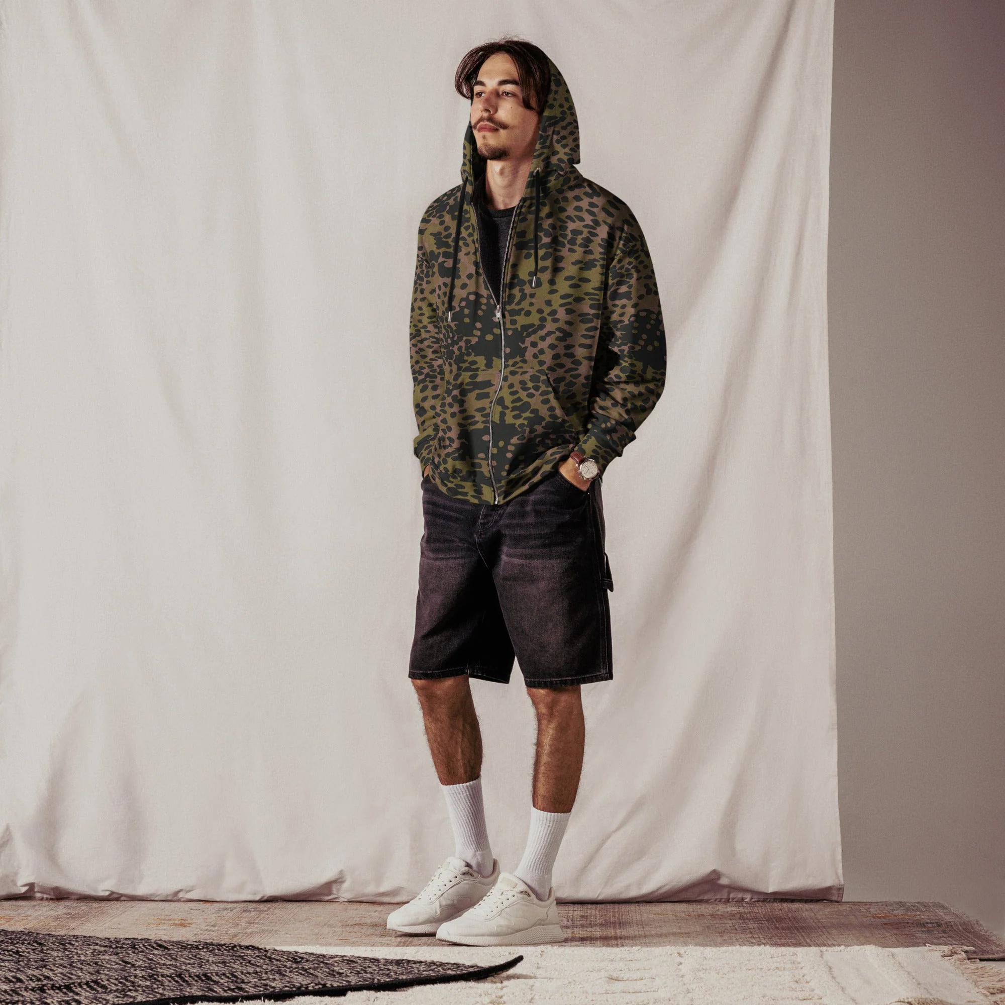 German Plane Tree Platanenmuster Summer CAMO Unisex Zip Hoodie - Image 6