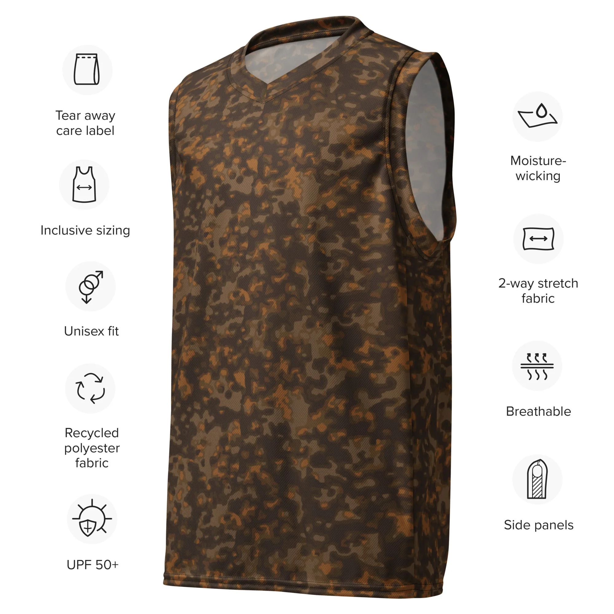 German Rauchtarnmuster Autumn CAMO Unisex Basketball Jersey - Image 3