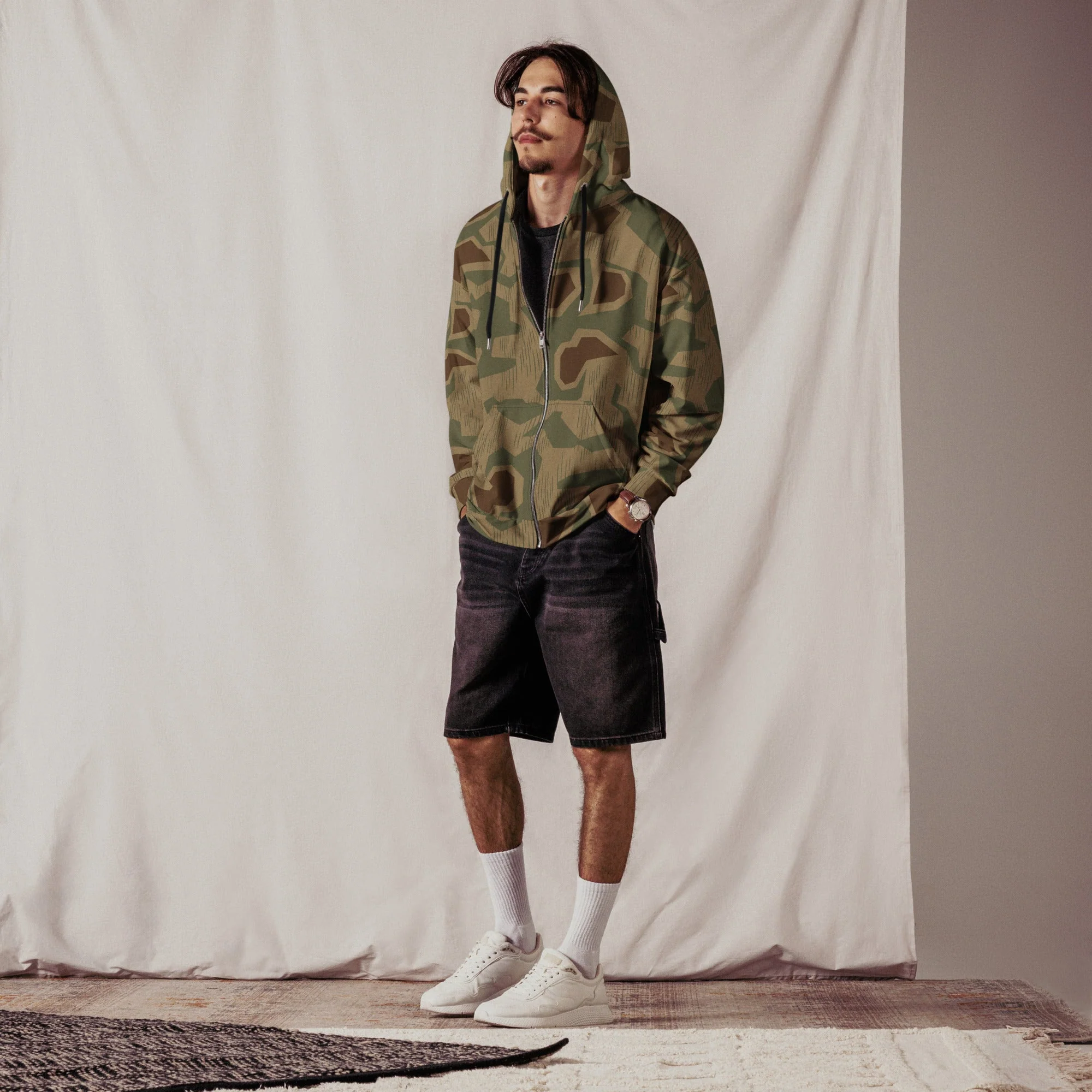 German Sumpfmuster 43 CAMO Unisex Zip Hoodie - Image 5