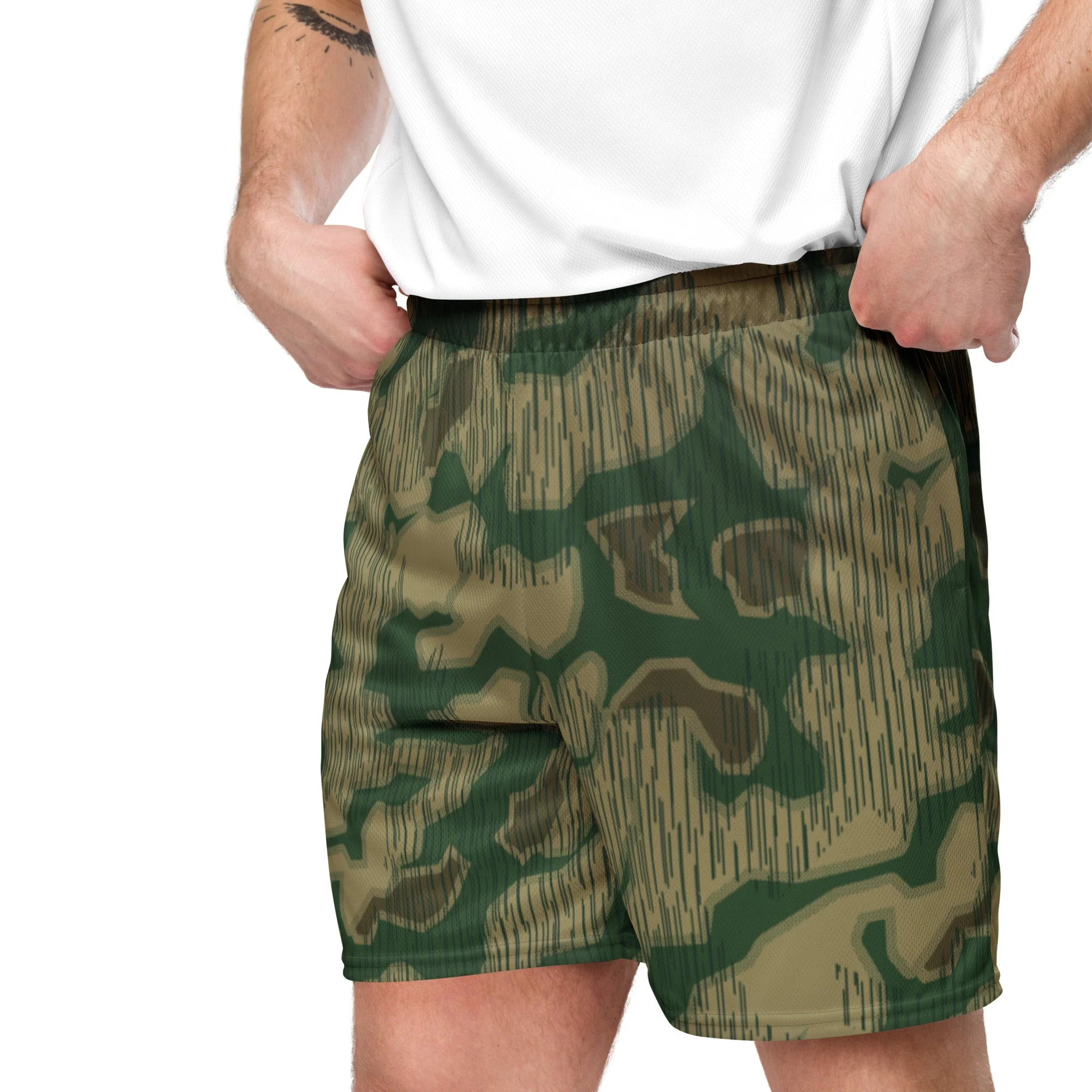 German Sumpfmuster Marsh CAMO Unisex Mesh Shorts - Image 2