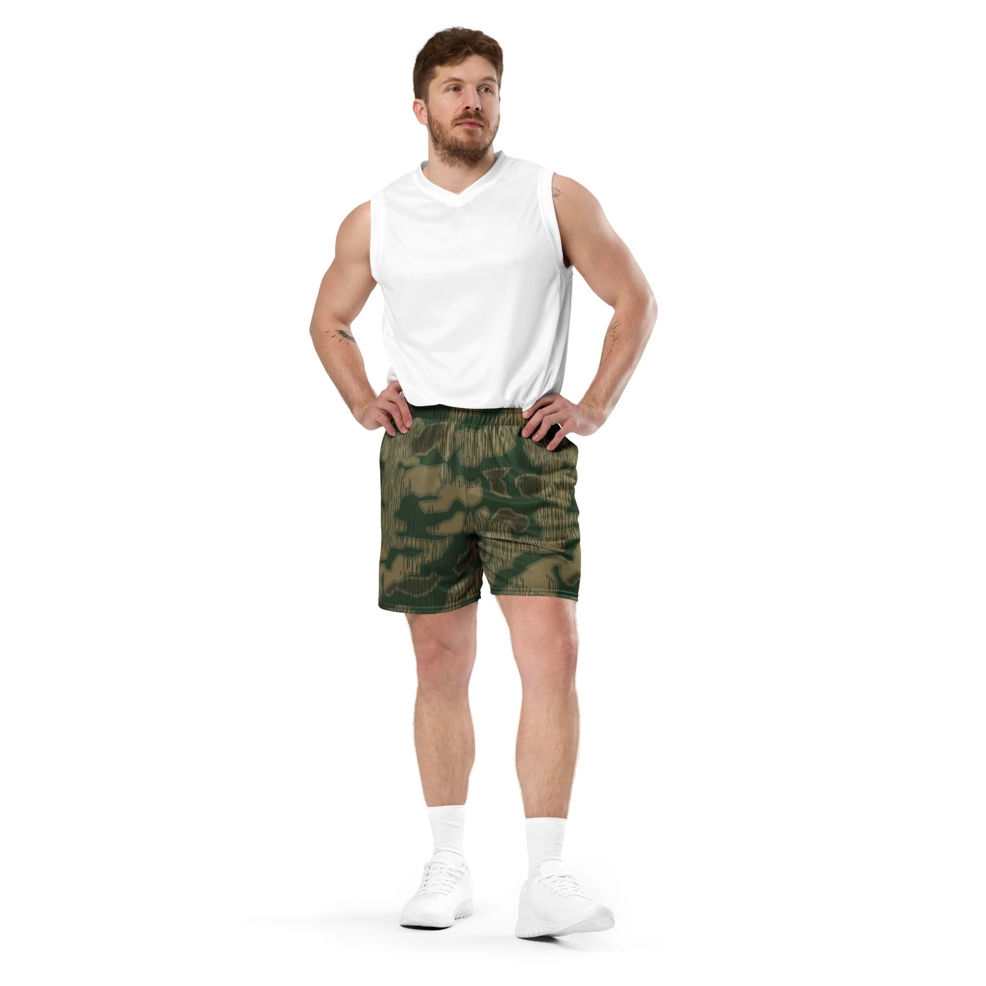 German Sumpfmuster Marsh CAMO Unisex Mesh Shorts - Image 4