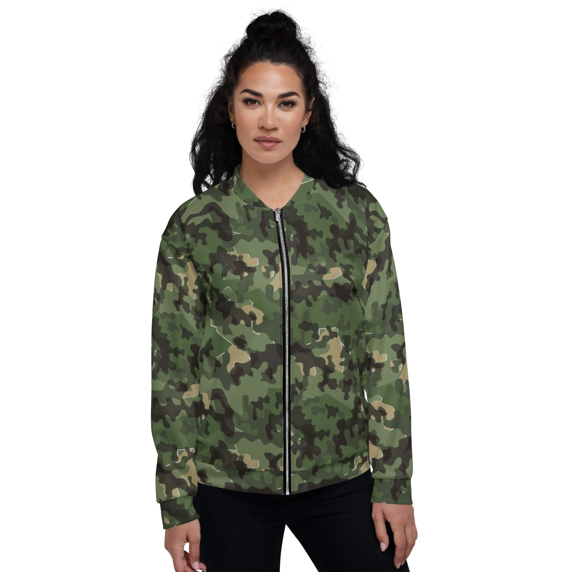 German Zelt-tarnmuster Summer CAMO Unisex Bomber Jacket - Image 4
