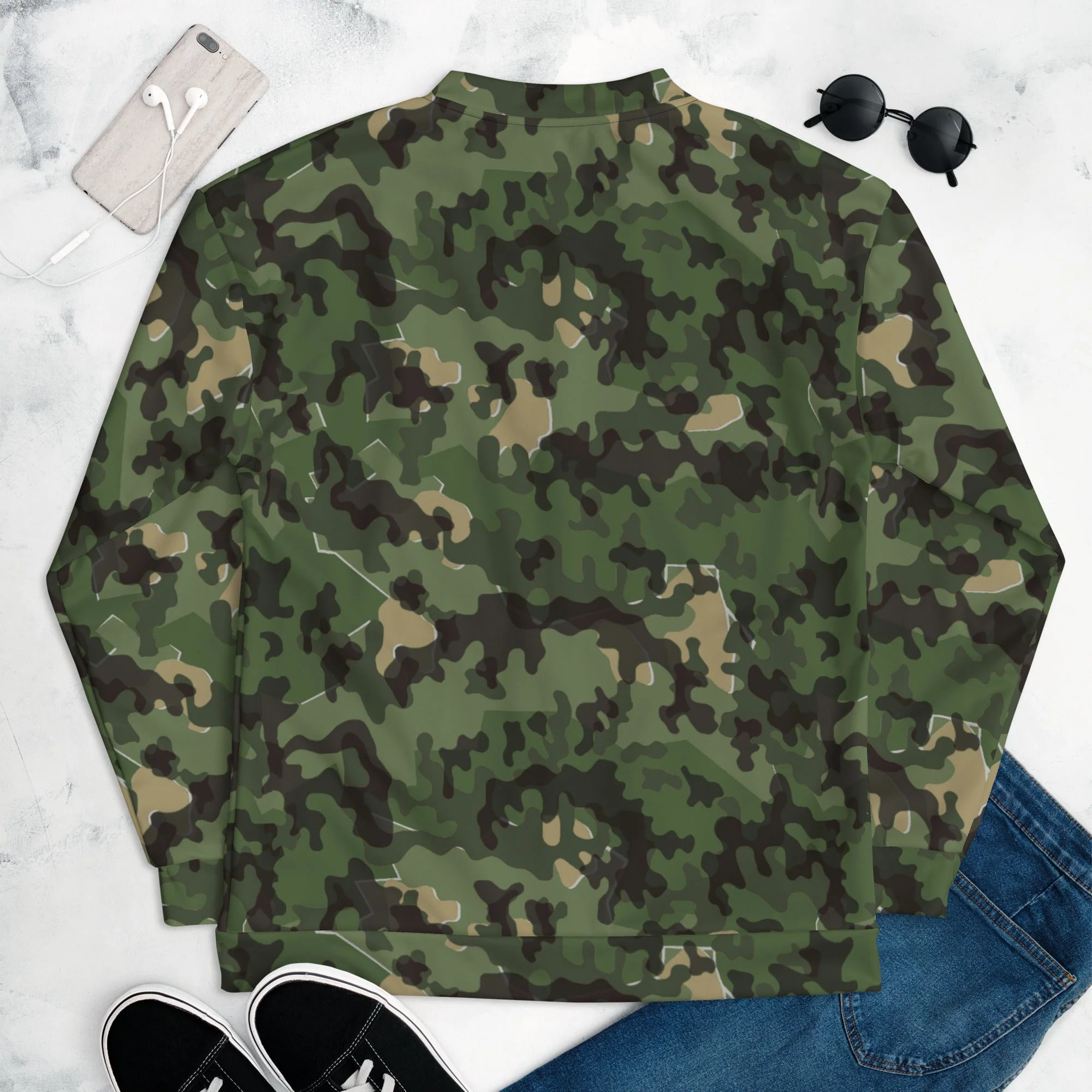 German Zelt-tarnmuster Summer CAMO Unisex Bomber Jacket - Image 8