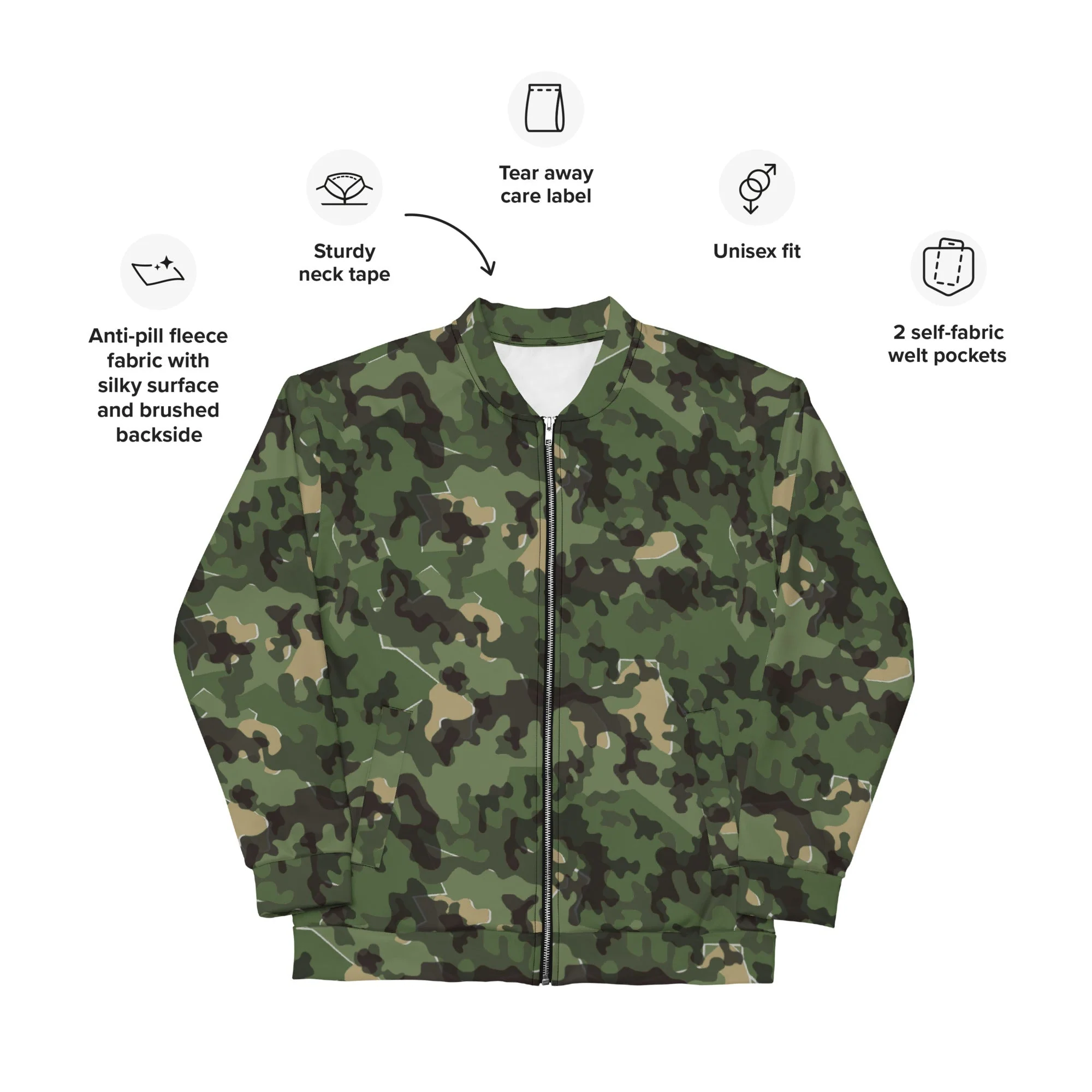 German Zelt-tarnmuster Summer CAMO Unisex Bomber Jacket - Image 9