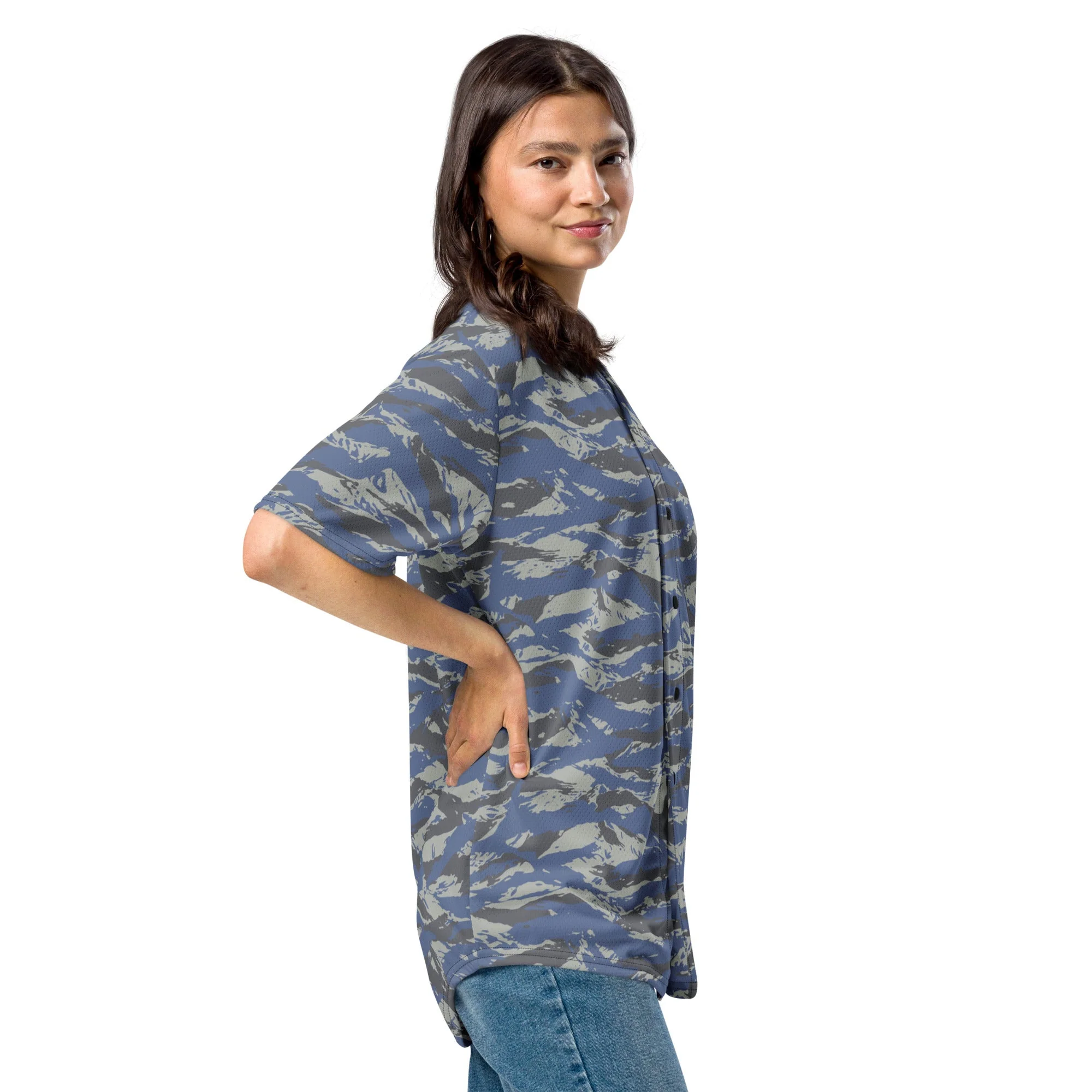 Greek Lizard Air Force CAMO Unisex Baseball Jersey - Image 2