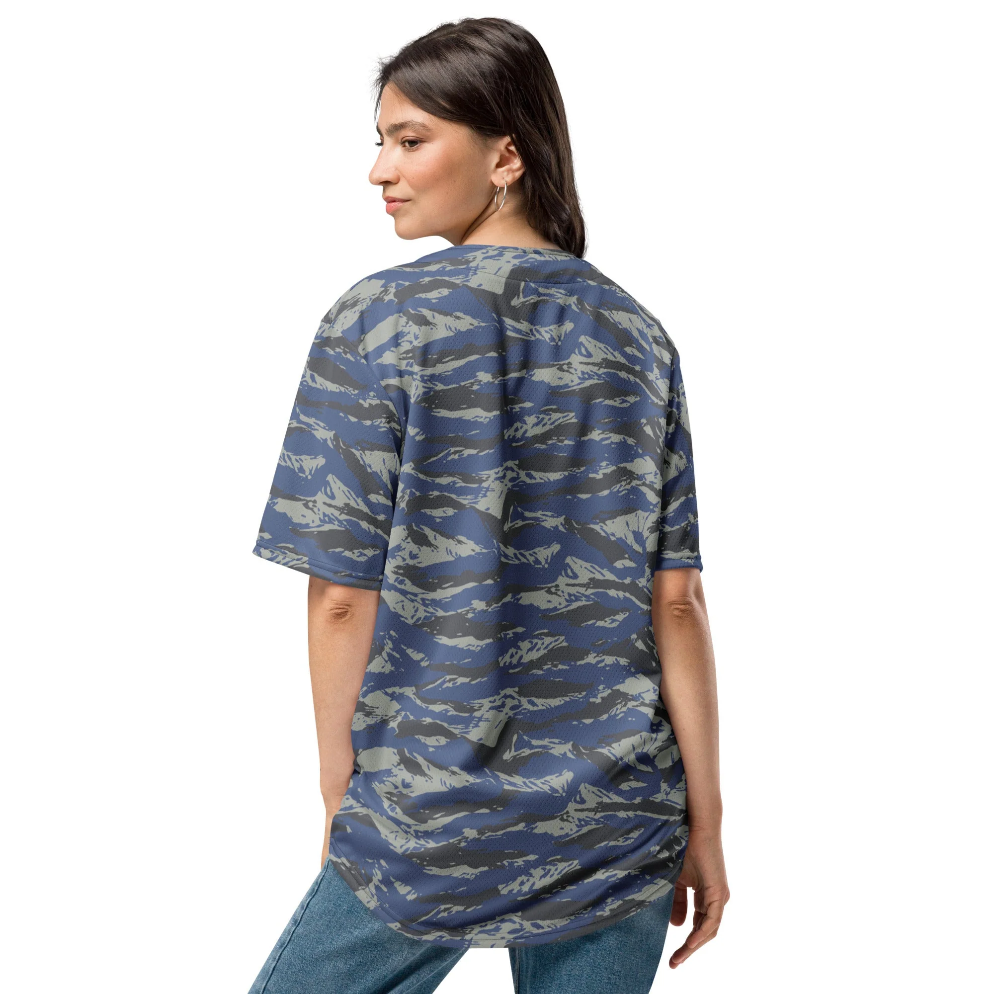 Greek Lizard Air Force CAMO Unisex Baseball Jersey - Image 3