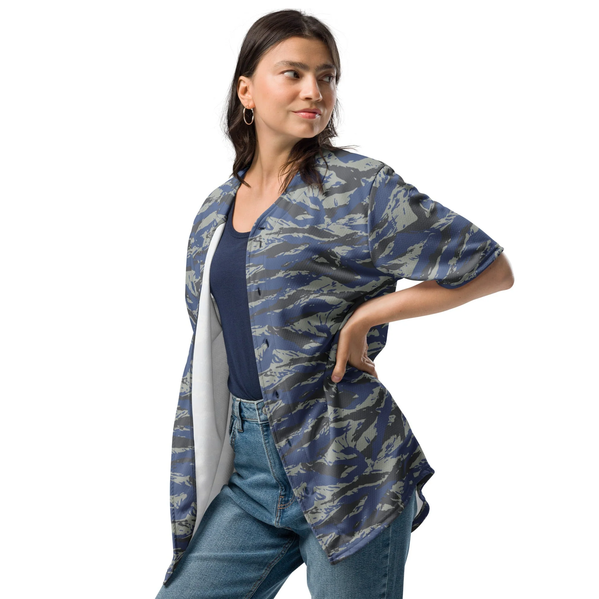 Greek Lizard Air Force CAMO Unisex Baseball Jersey - Image 4