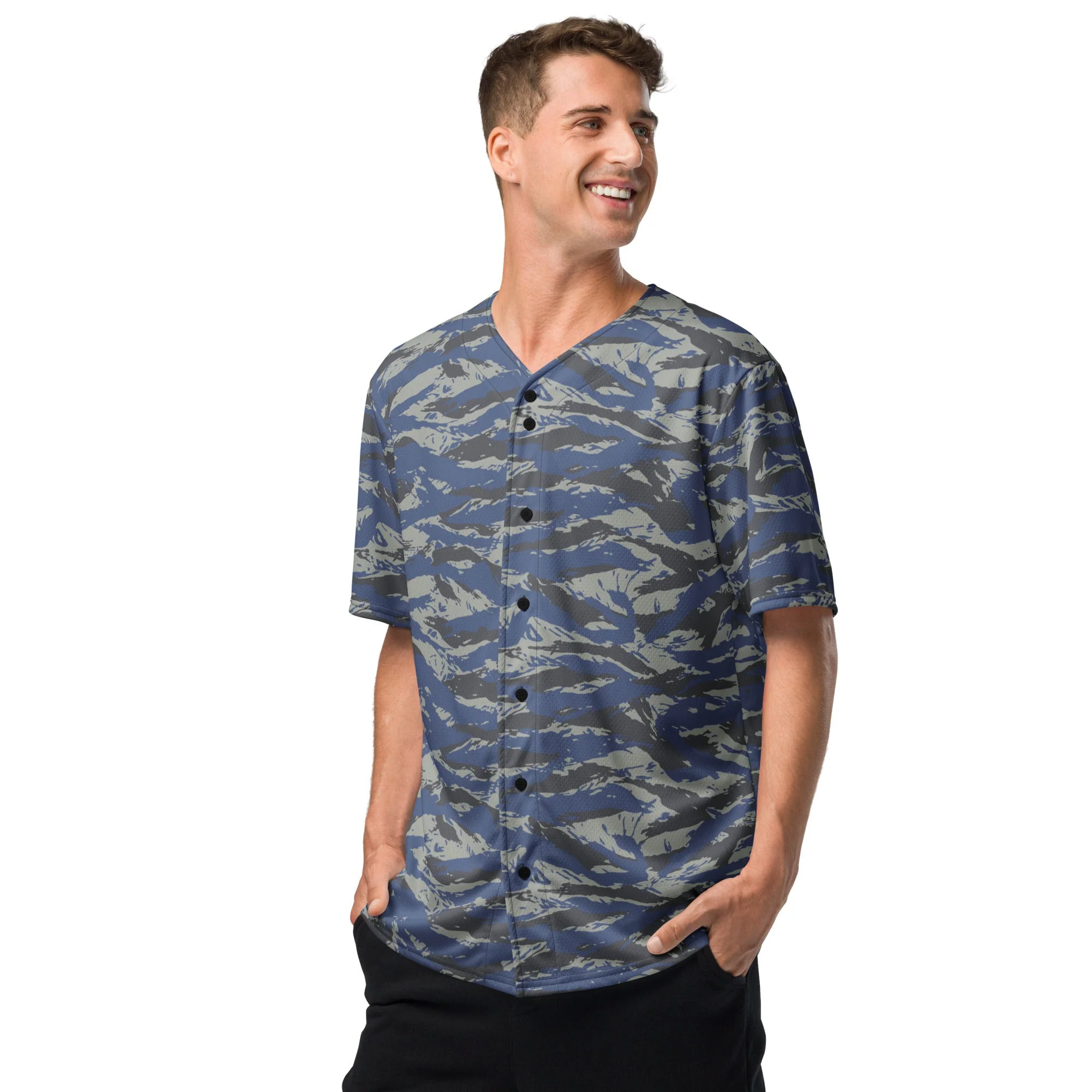 Greek Lizard Air Force CAMO Unisex Baseball Jersey - Image 5