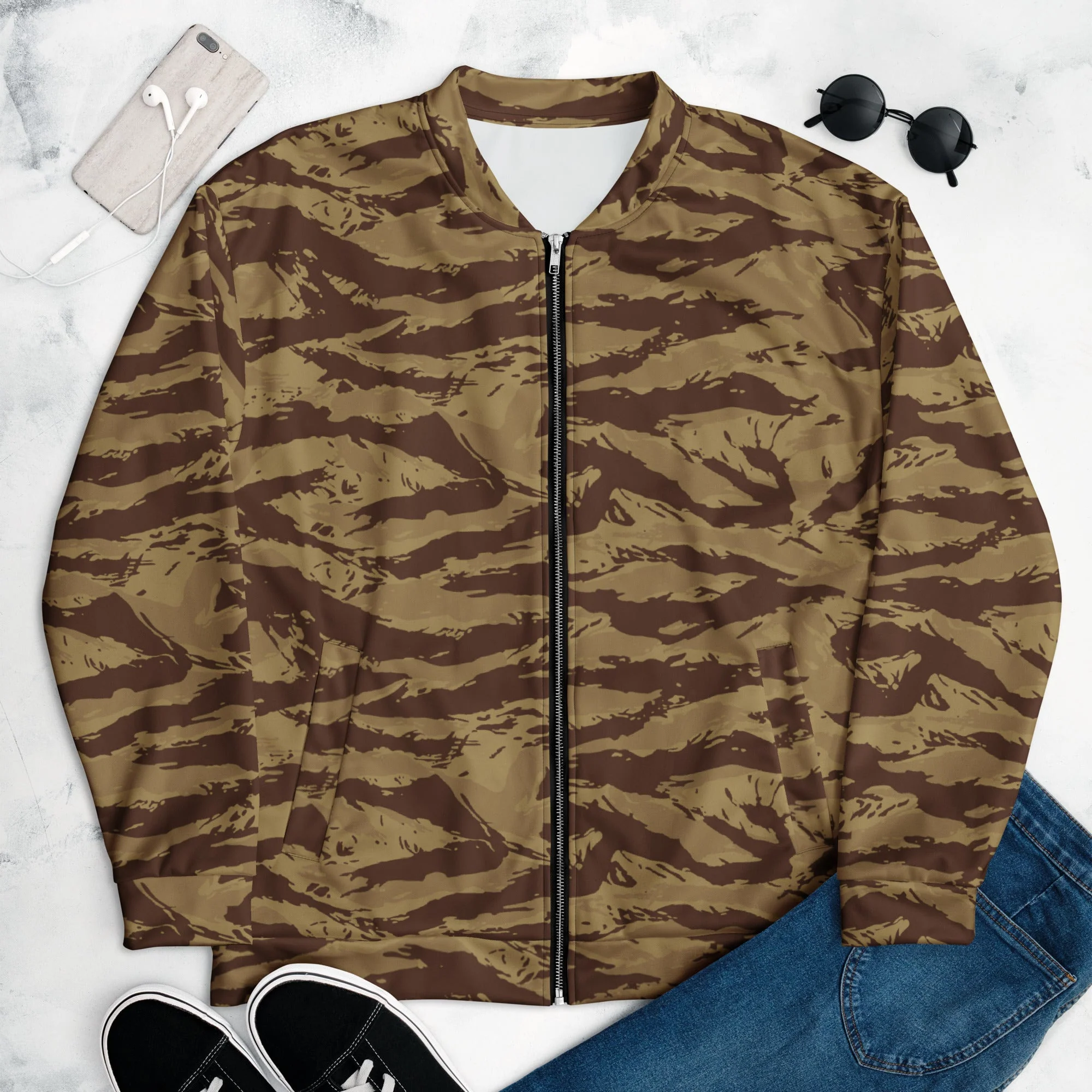 Greek Lizard Desert CAMO Unisex Bomber Jacket - Image 2